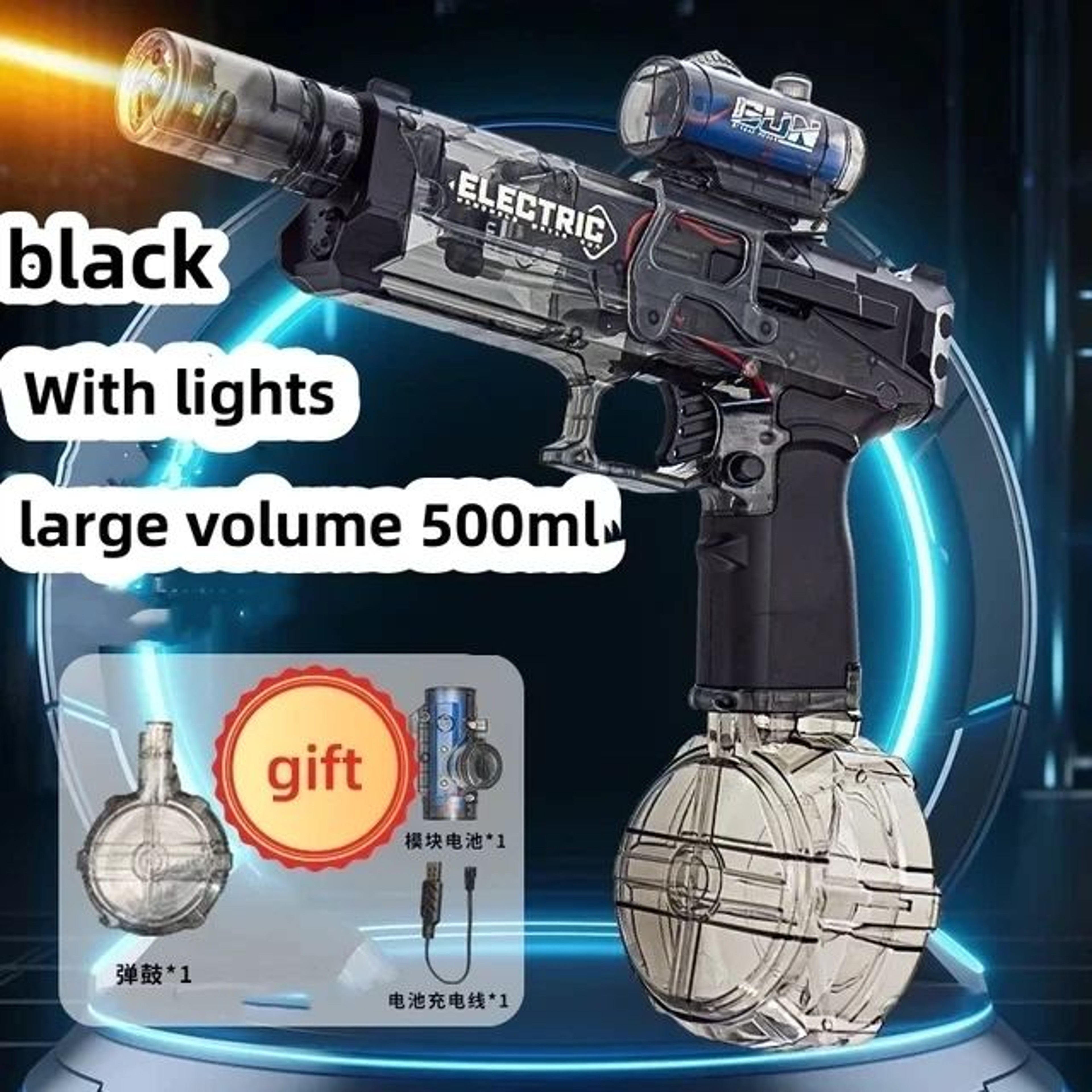 Ice Blast Electric Water Gun  Automatic Continuous Spray HighPressure Water Blaster With LED Lights 6