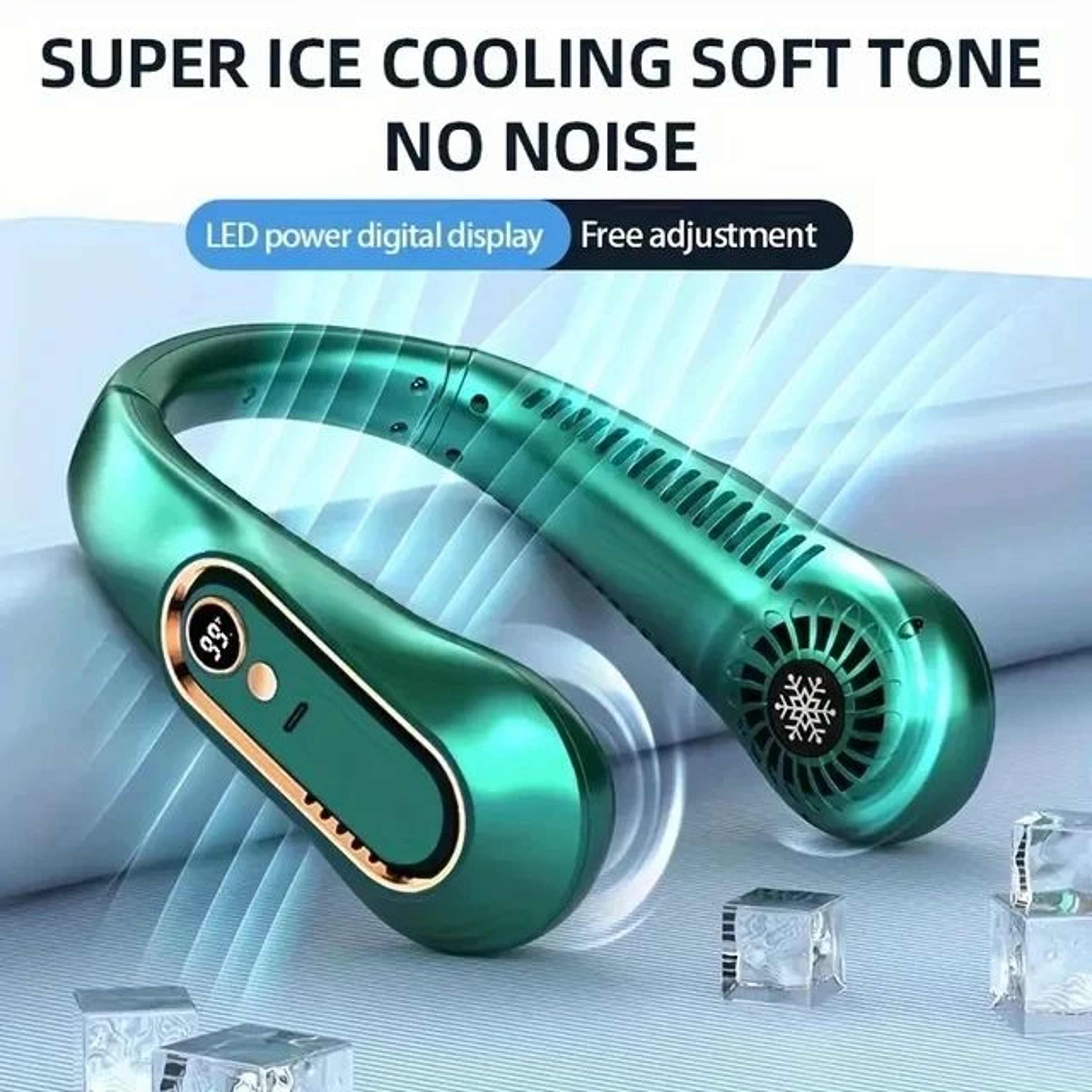 Bladeless Portable Neck Fan With Digital Display  USB Rechargeable HandsFree Neckband Cooler 8