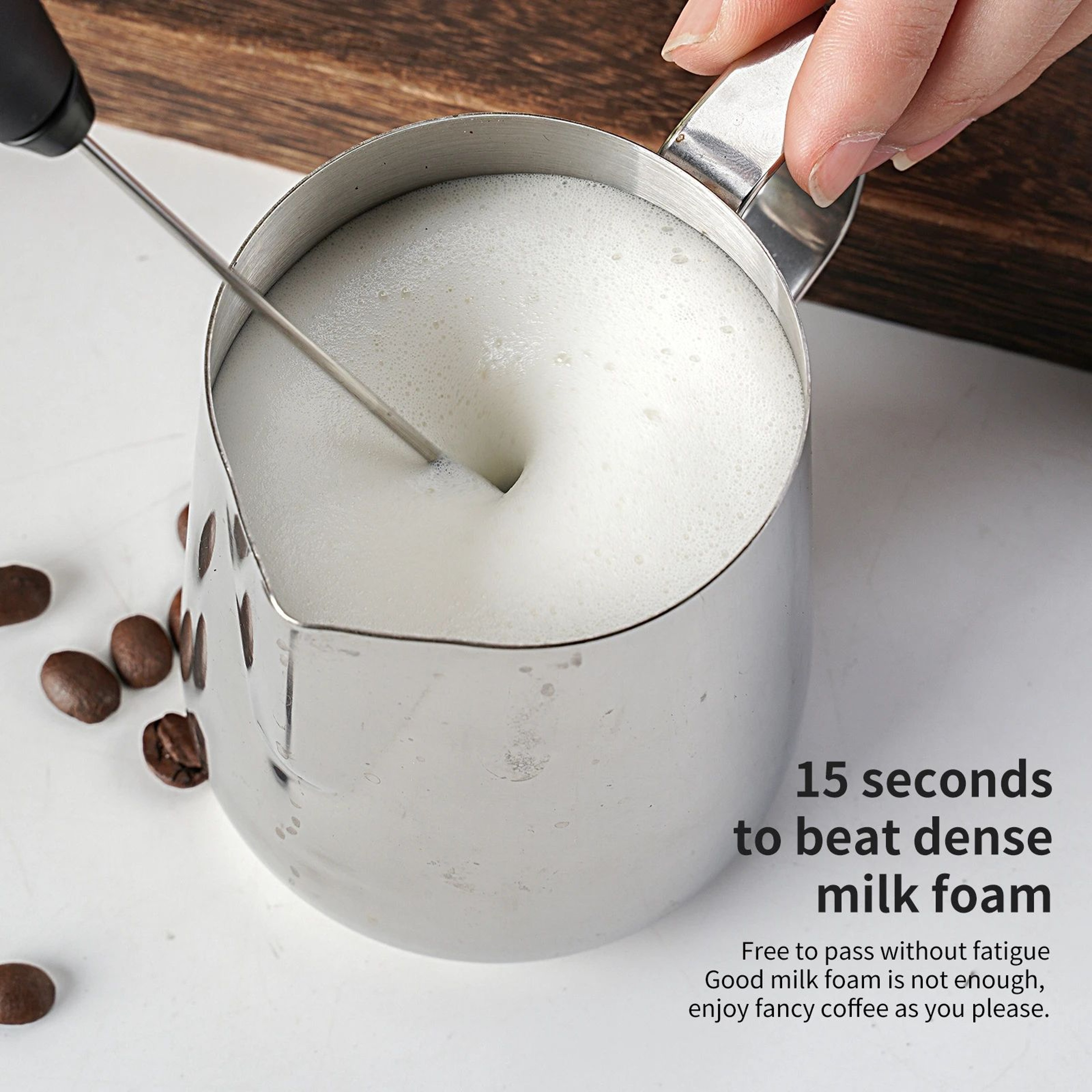 Rechargeable Handheld Milk Frother Wand  3Speed Electric Frother Wand For Latte Foam  Drinks 5