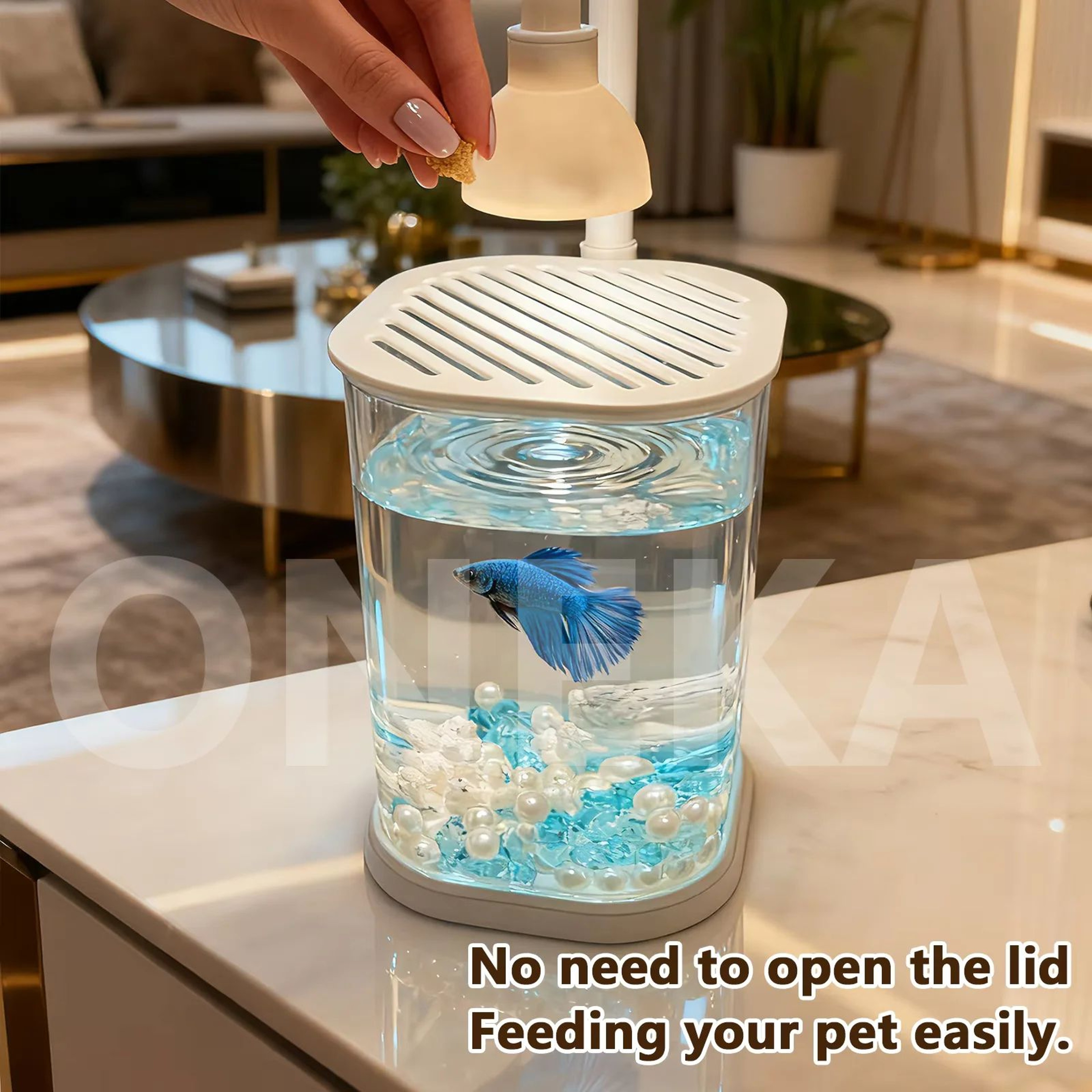 Desktop Aquarium Starter Kit With LED Light  Small Betta Fish Tank For Kids Home  Office 2