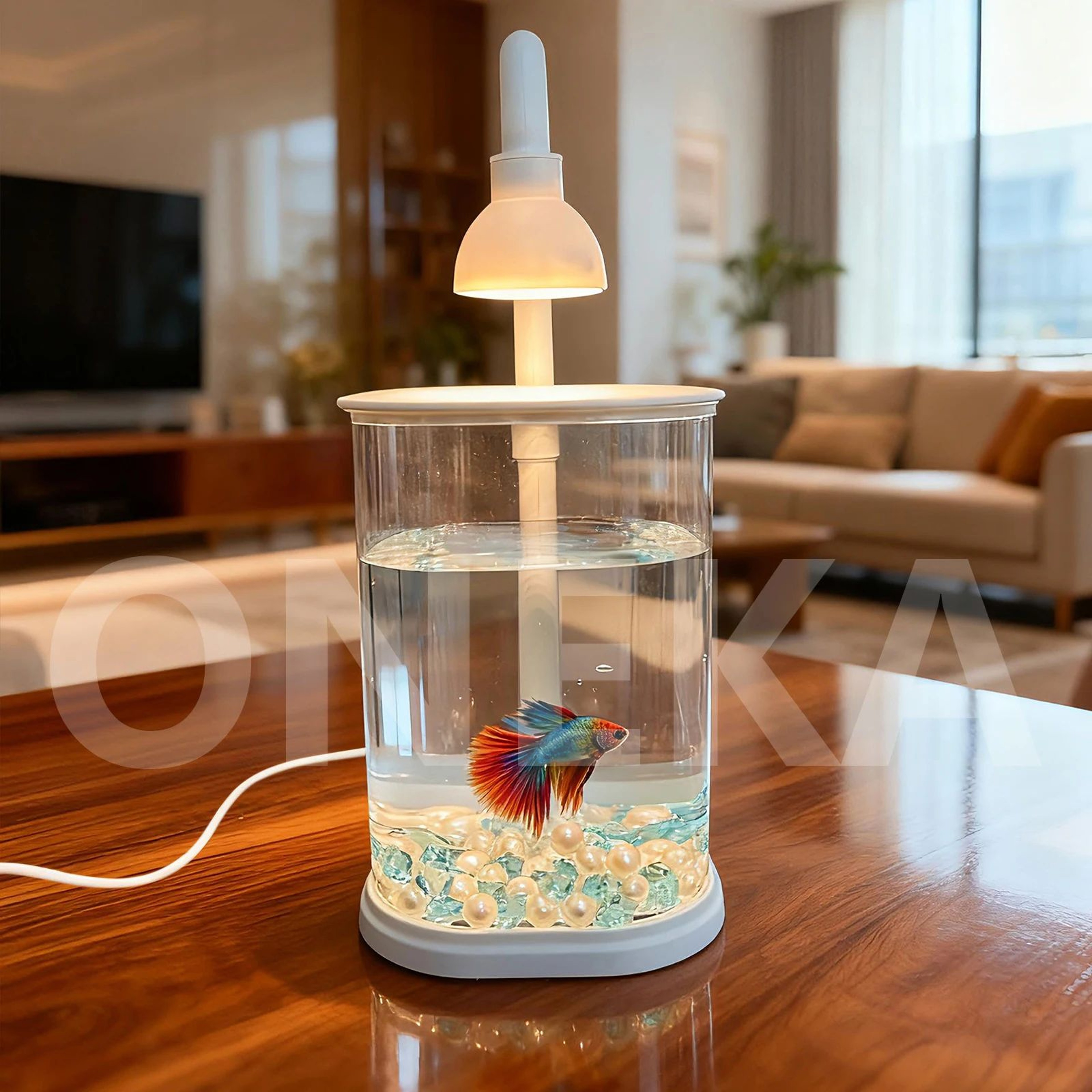 Mini Desktop Aquarium Starter Kit With LED Light  Compact Betta Fish Tank  Small Tabletop Aquarium  3