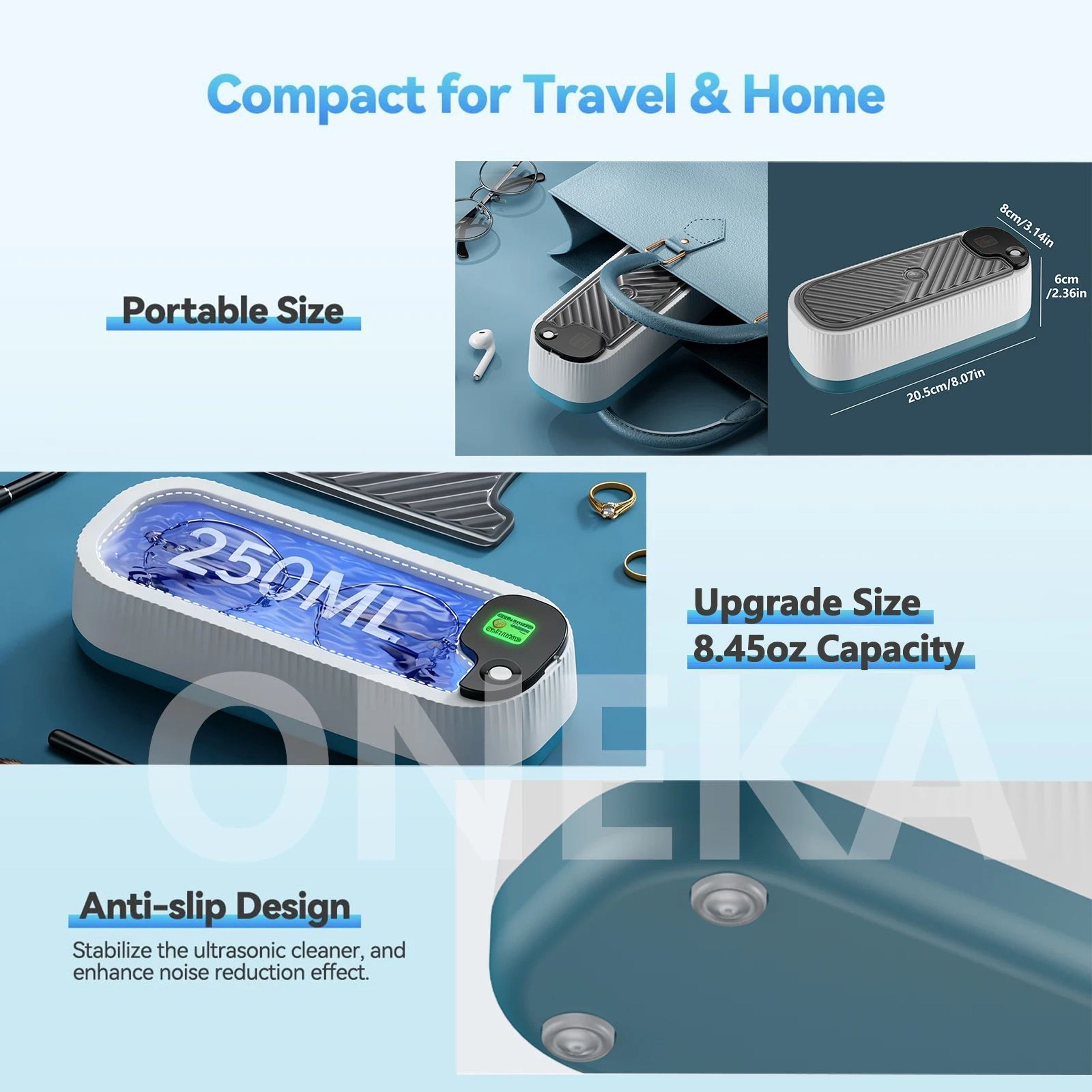 360 Deep Clean Ultrasonic Jewelry Cleaner  Portable USB Eyeglasses Cleaner Machine For Rings Watche 3