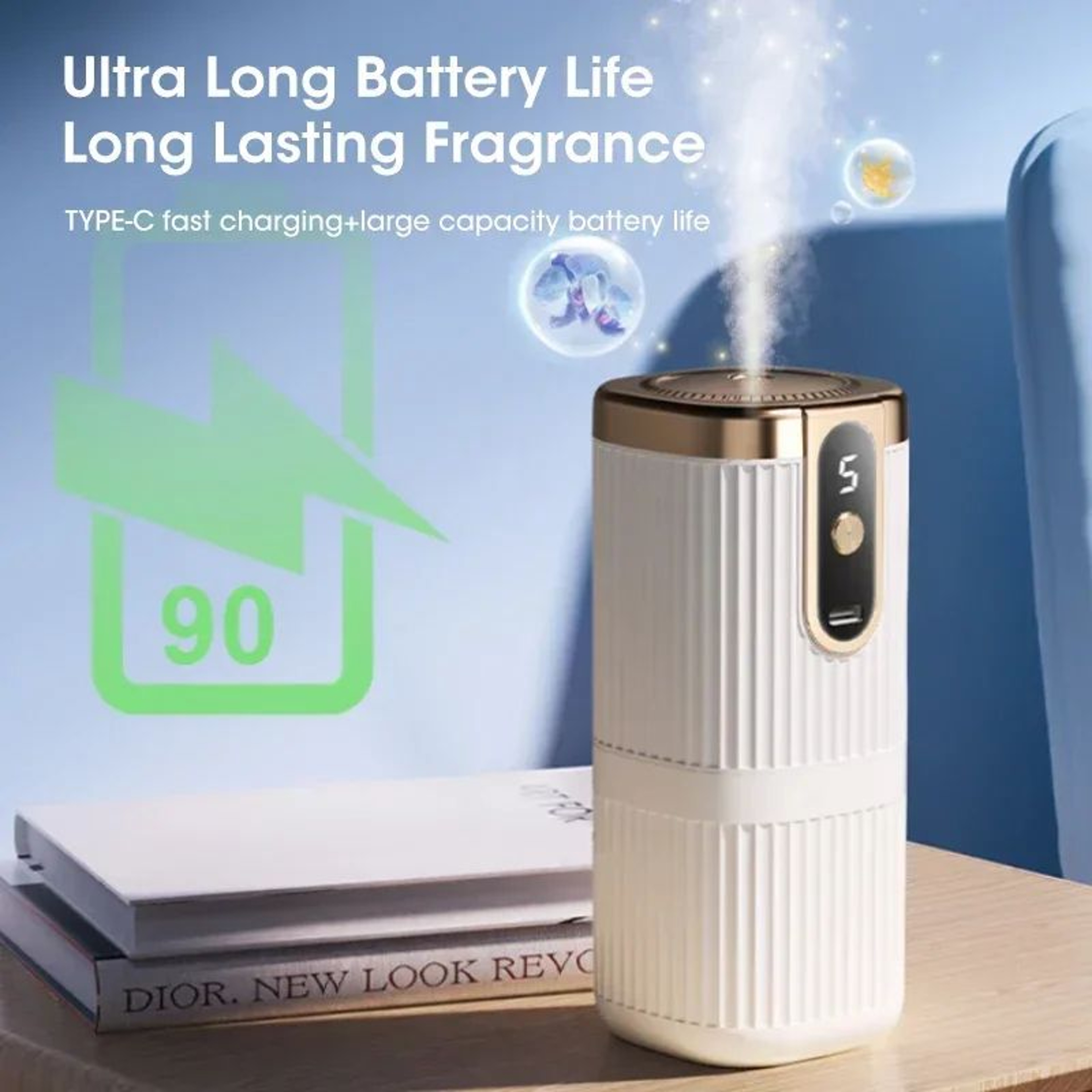 Rechargeable Portable Essential Oil Diffuser 5Level Mist Cordless Aromatherapy Humidifier For Home  0