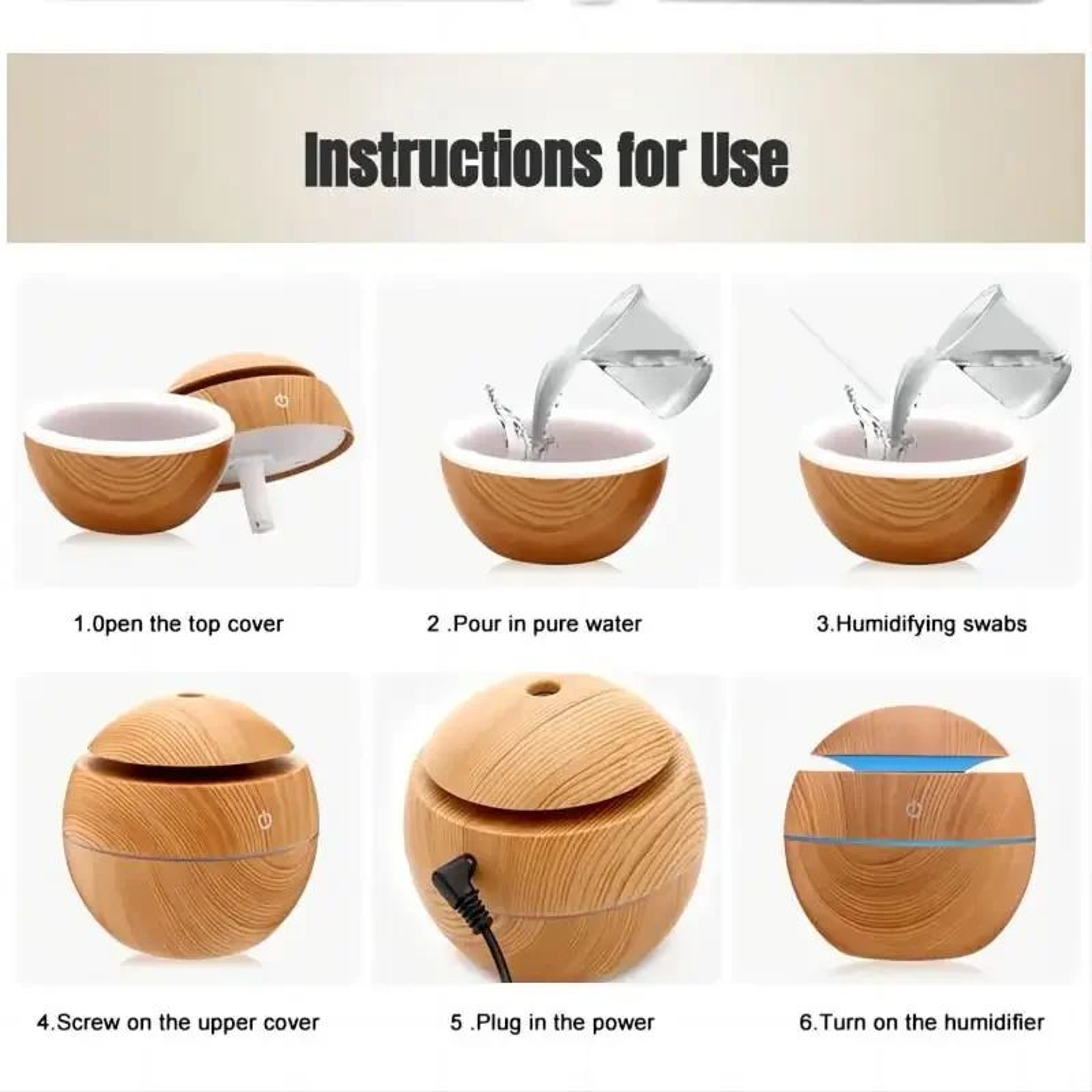 Wood Grain USB Ultrasonic Cool Mist Humidifier  Essential Oil Aroma Diffuser 0