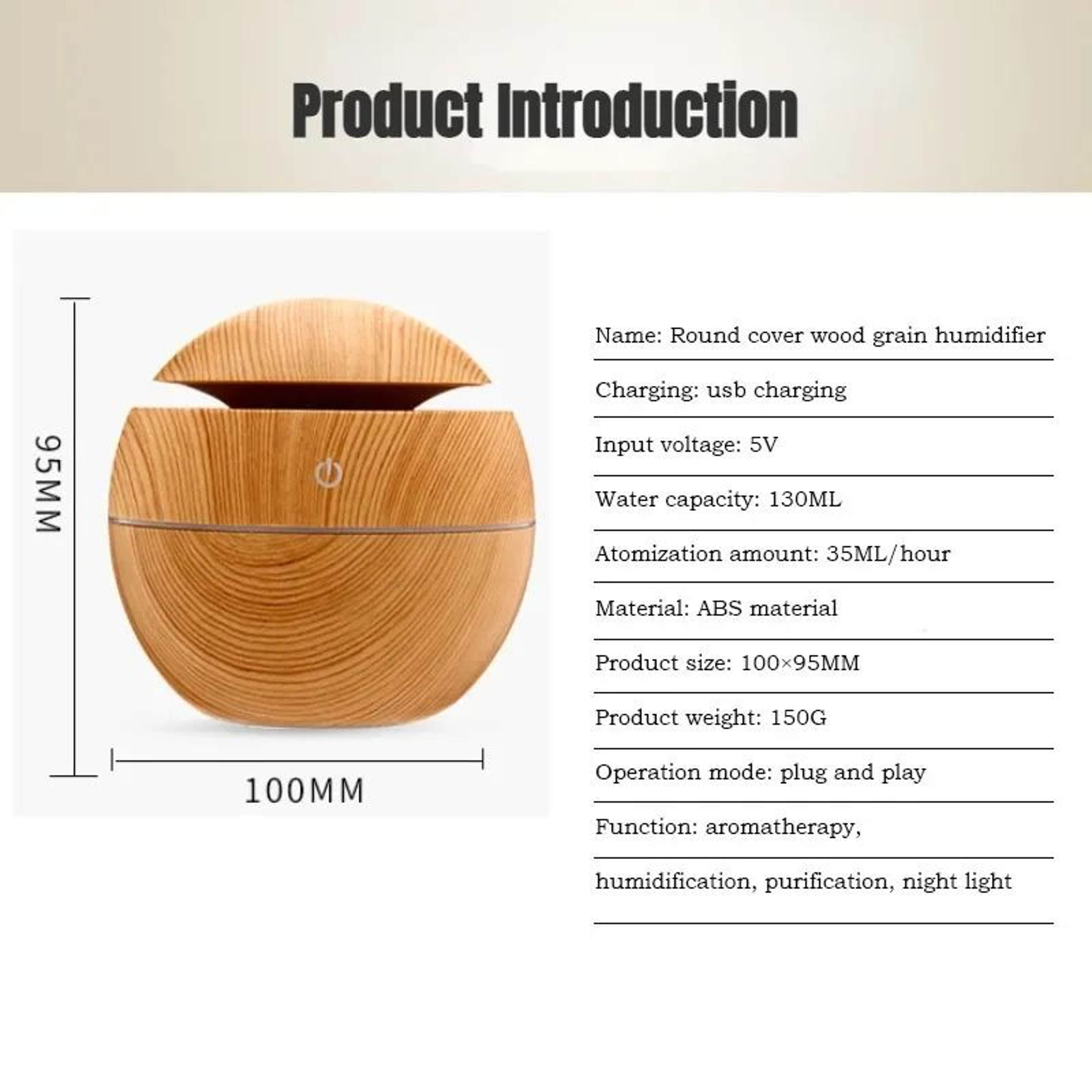 Wood Grain USB Ultrasonic Cool Mist Humidifier  Essential Oil Aroma Diffuser 1
