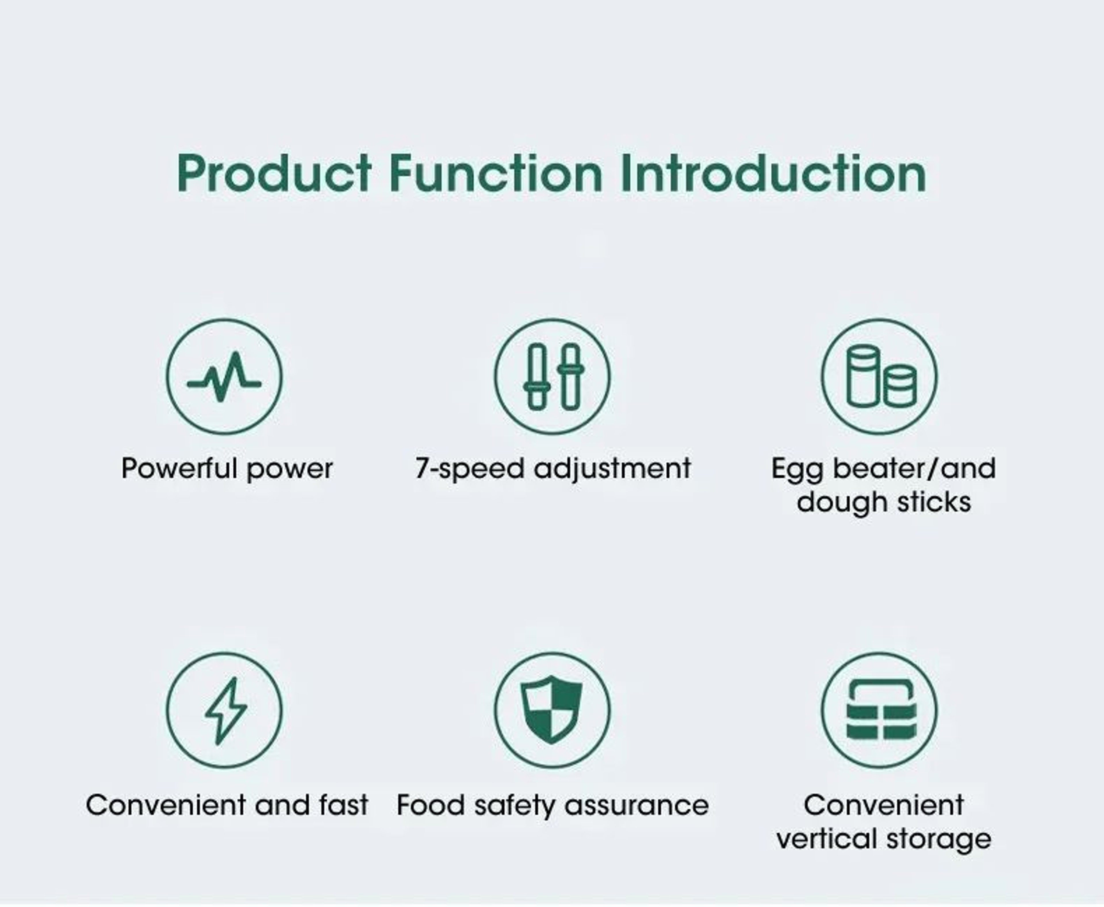 7Speed Handheld Electric Mixer For Baking  Whipping  Lightweight Electric Egg Beater With Dough Hoo 6