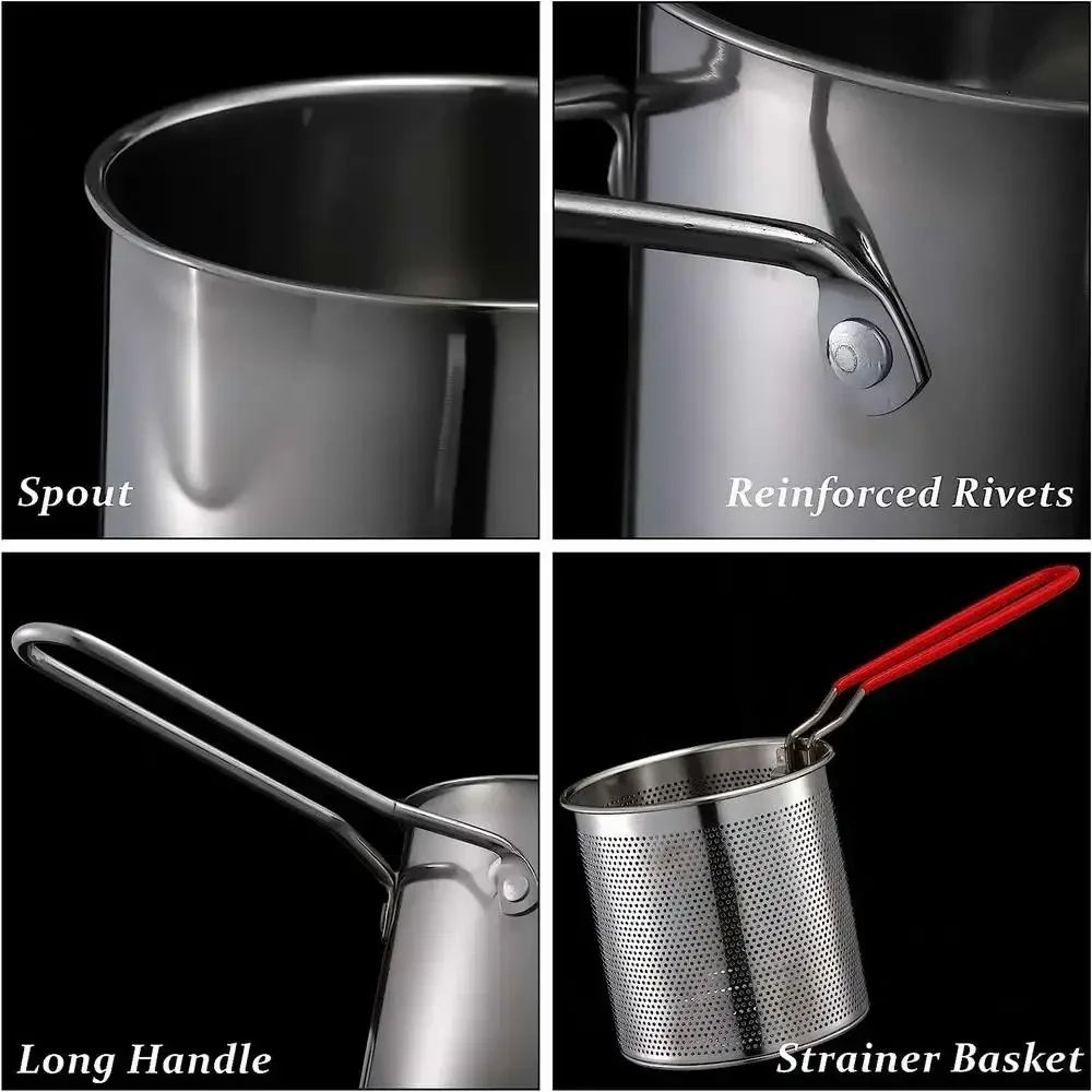 Stainless Steel Deep Fryer With Basket  Countertop Tempura  Chicken Frying Pot With CoolTouch Handl 3