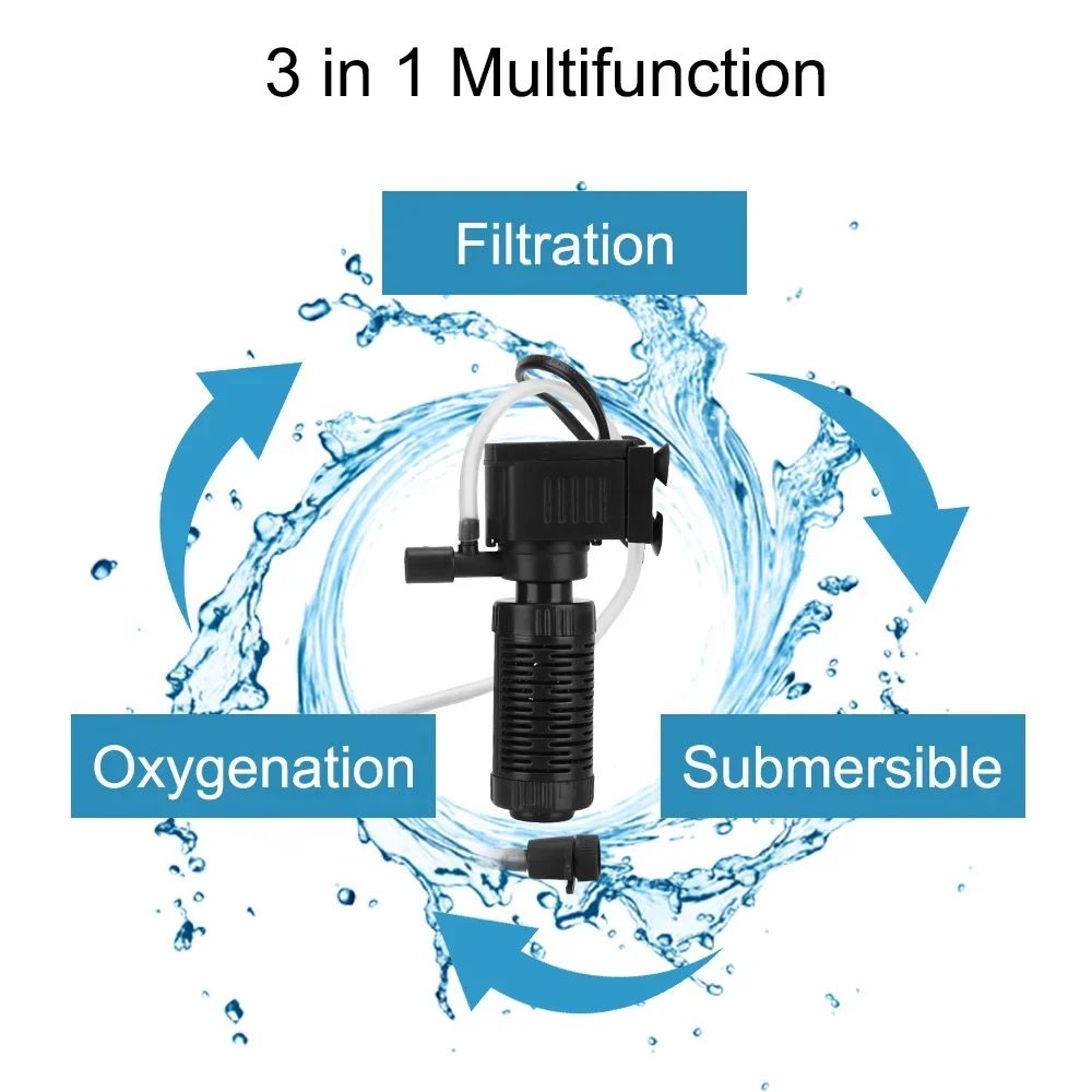 Quiet Mini Aquarium Filter  Submersible Pump 200LH With Oxygenation EasyClean Internal Filter For F 2