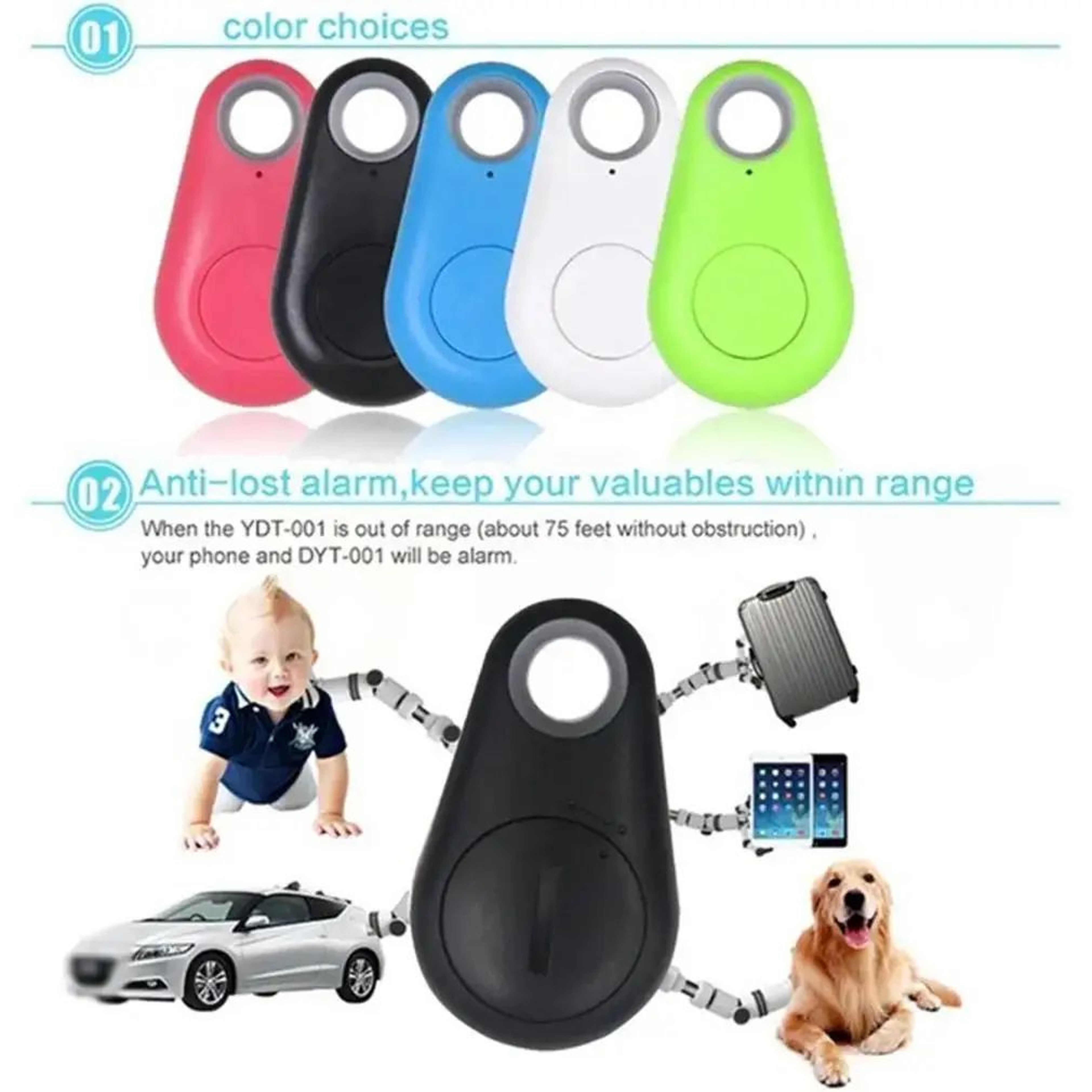 Bluetooth Key Finder Smart Locator Tag  Mini AntiLost Tracker For Keys Kids  Bags iOSAndroid 1