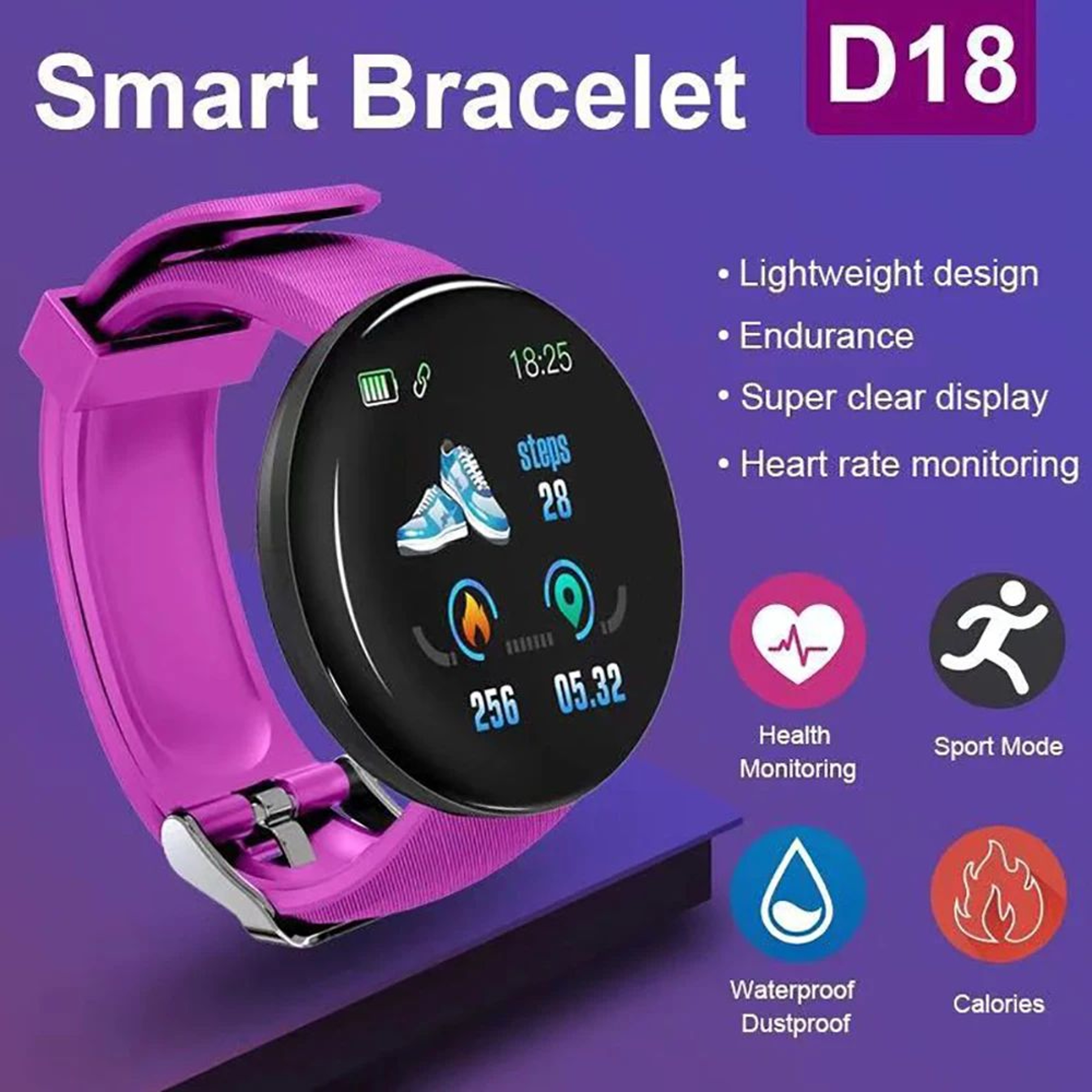 D18 Circular Color Screen Smartwatch  Fitness Tracker Watch With Call  Message Notifications 3