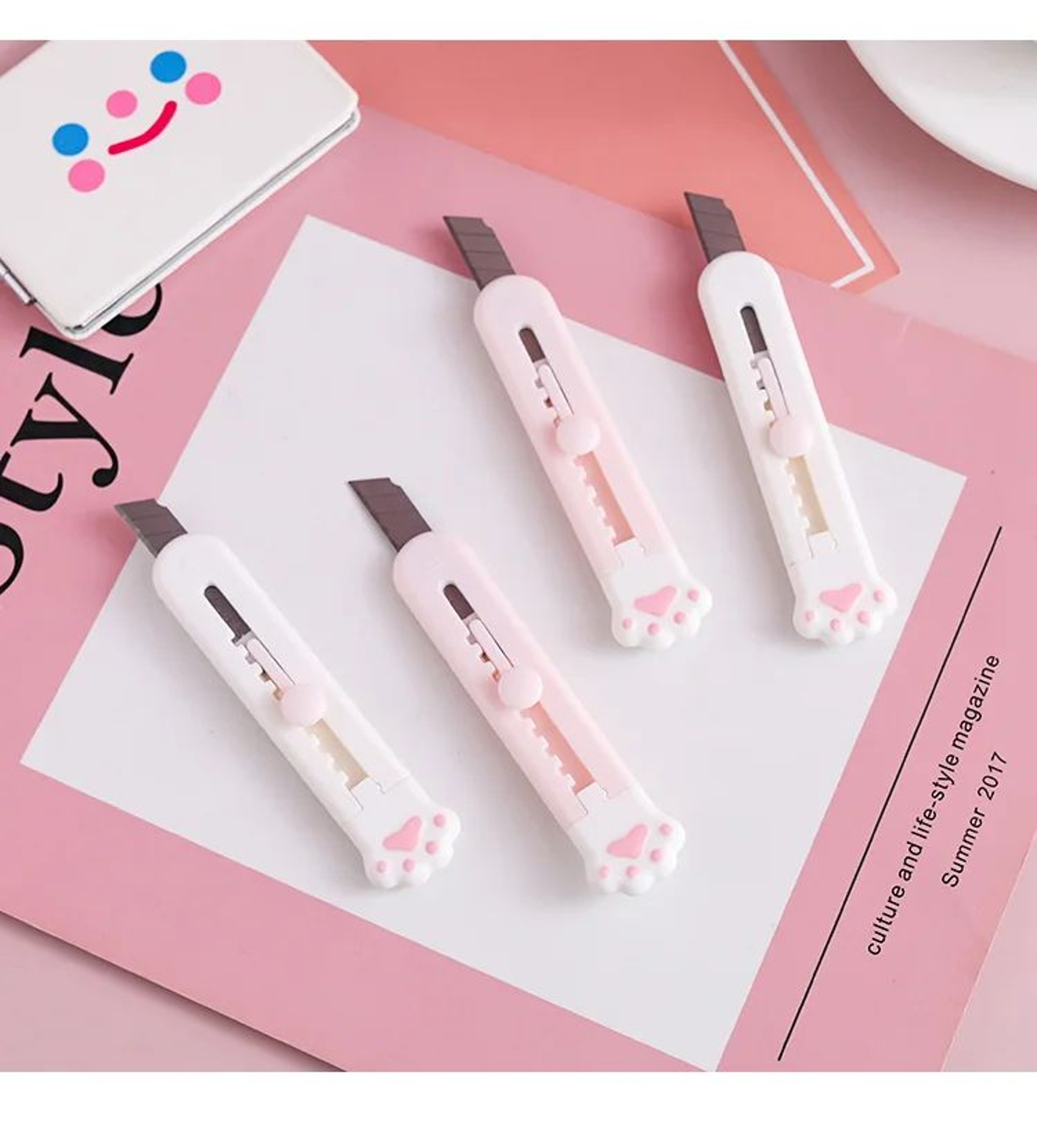Cat Paw Retractable Utility Knife  Mini Box Cutter  Letter Opener For Cute Desk Essentials 1