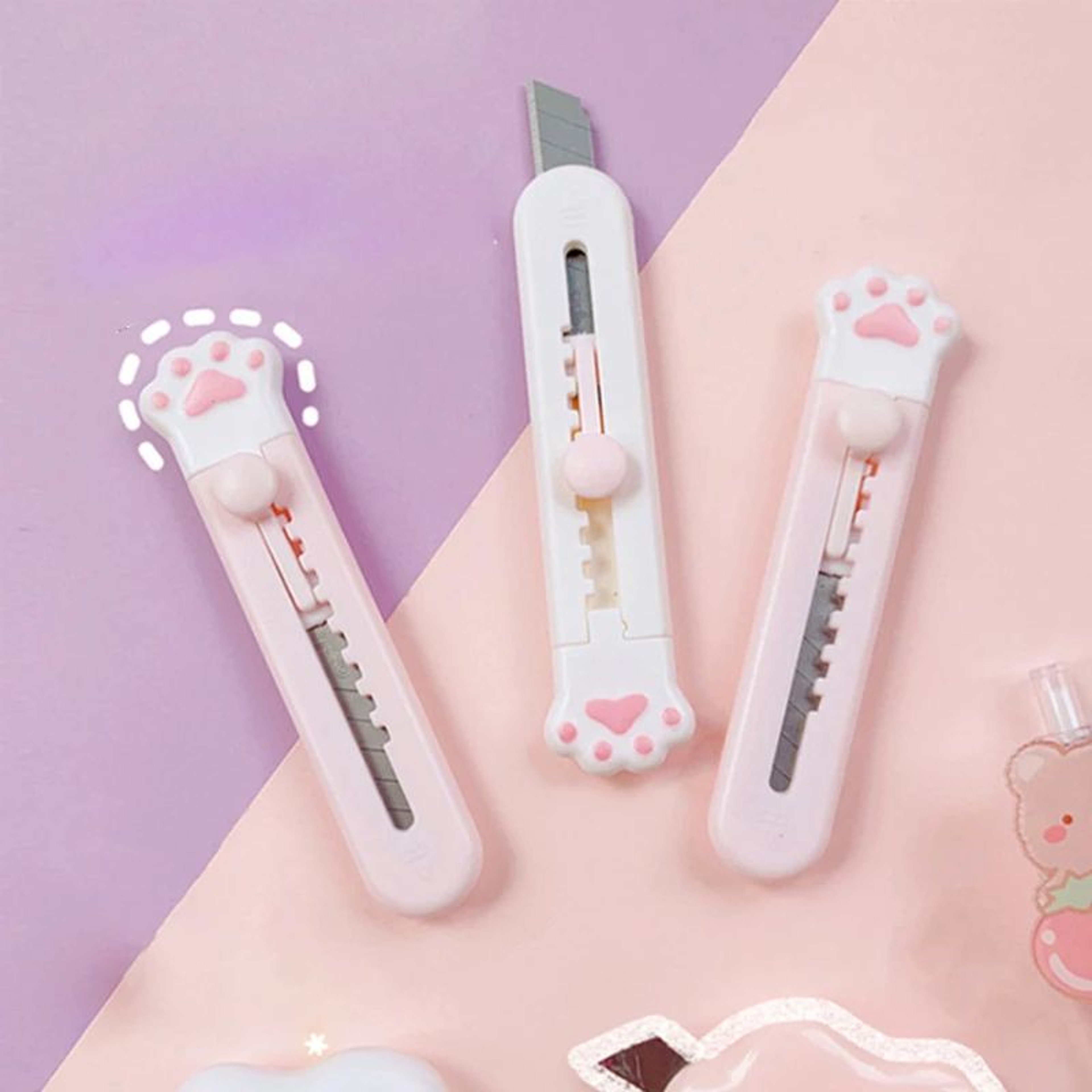 Cat Paw Retractable Utility Knife  Mini Box Cutter  Letter Opener For Cute Desk Essentials 4