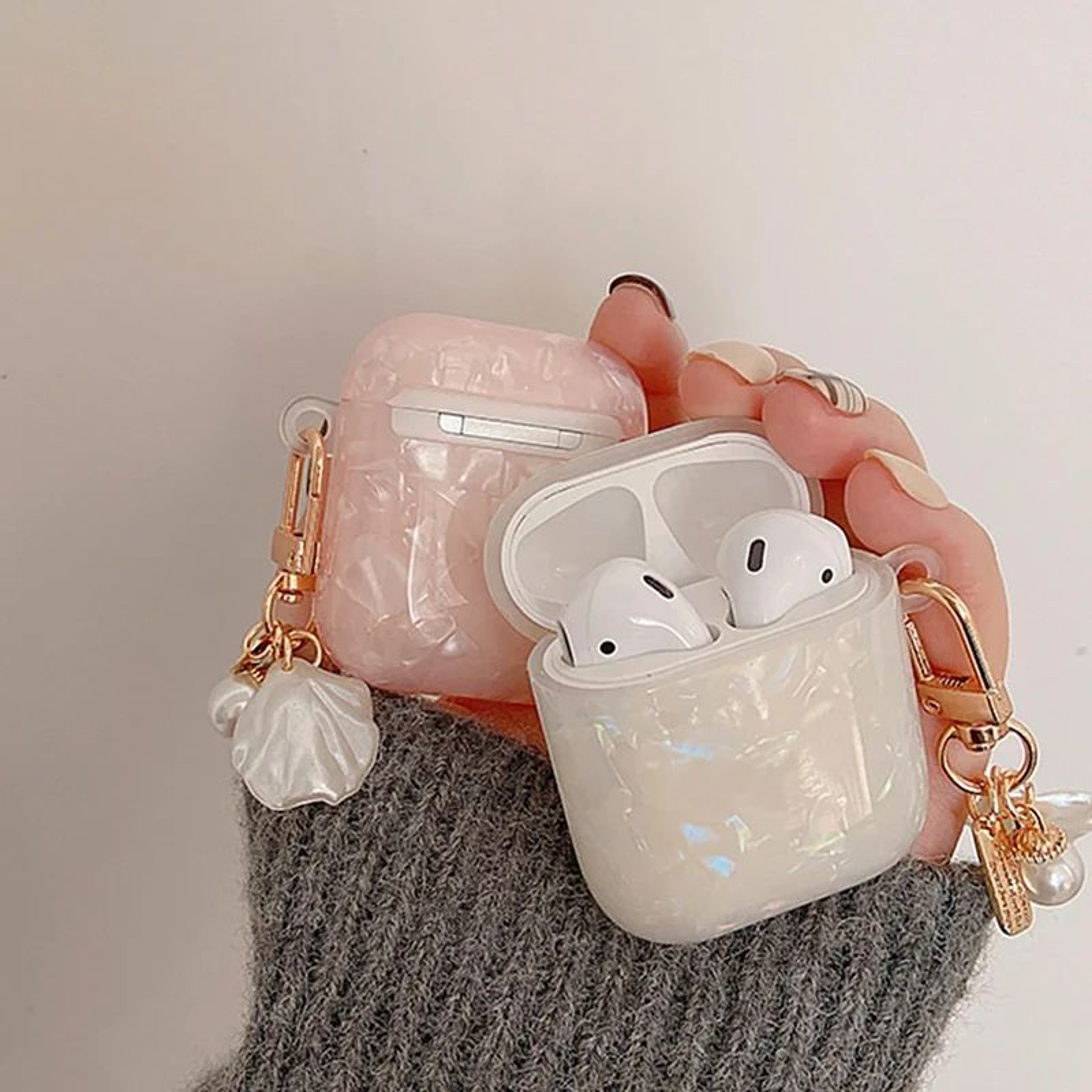 Pearl Shell AirPods Case With Keychain  Luxury Protective Cover For AirPods 1234  Pro 4