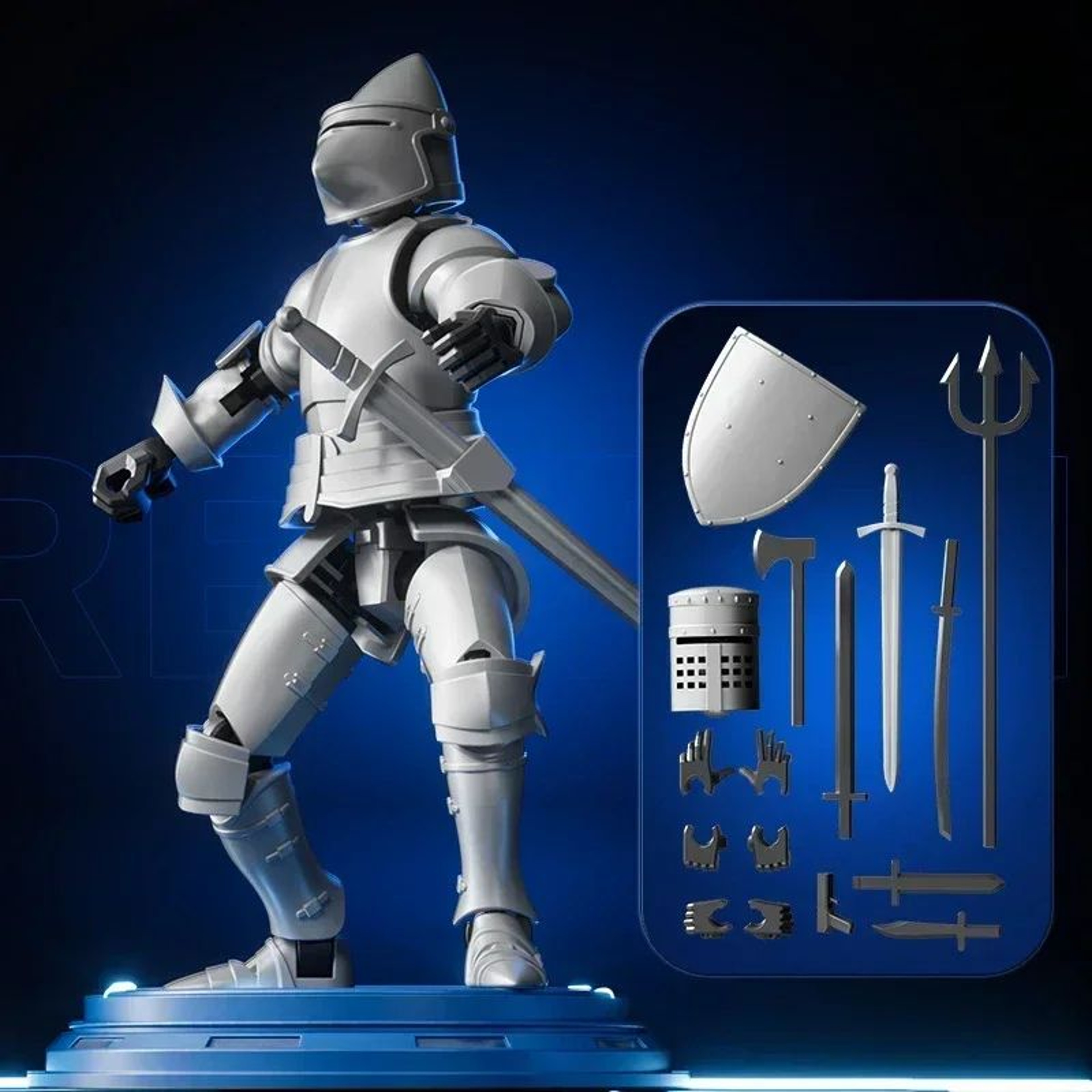Paladin Knight 13Joint Poseable Figure  3D Printed Action Figure With Armor  Weapon Set 2