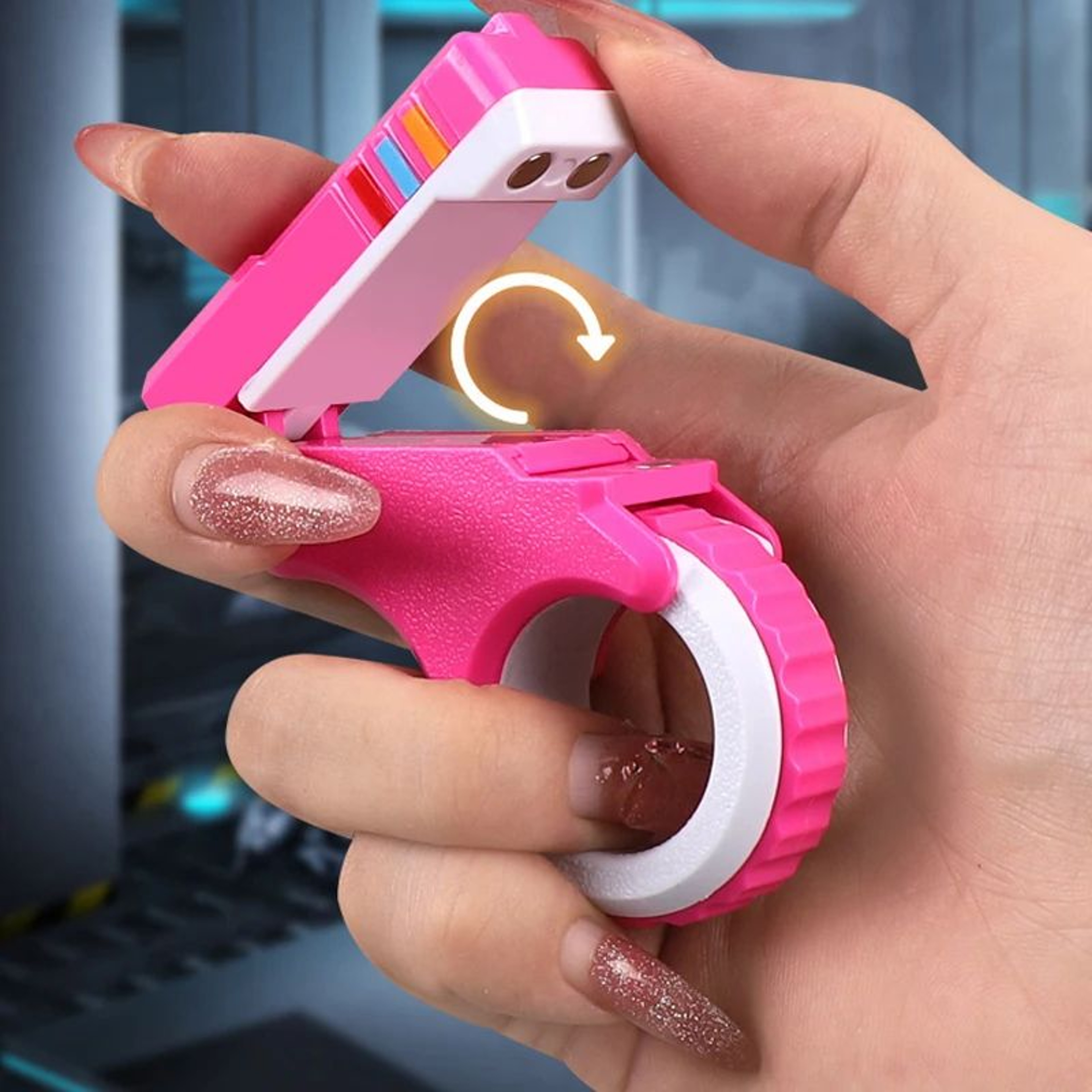 3D Printed Rotary Finger Slider Fidget Toy  Textured Ratchet Stress Relief Desk Fidget 4