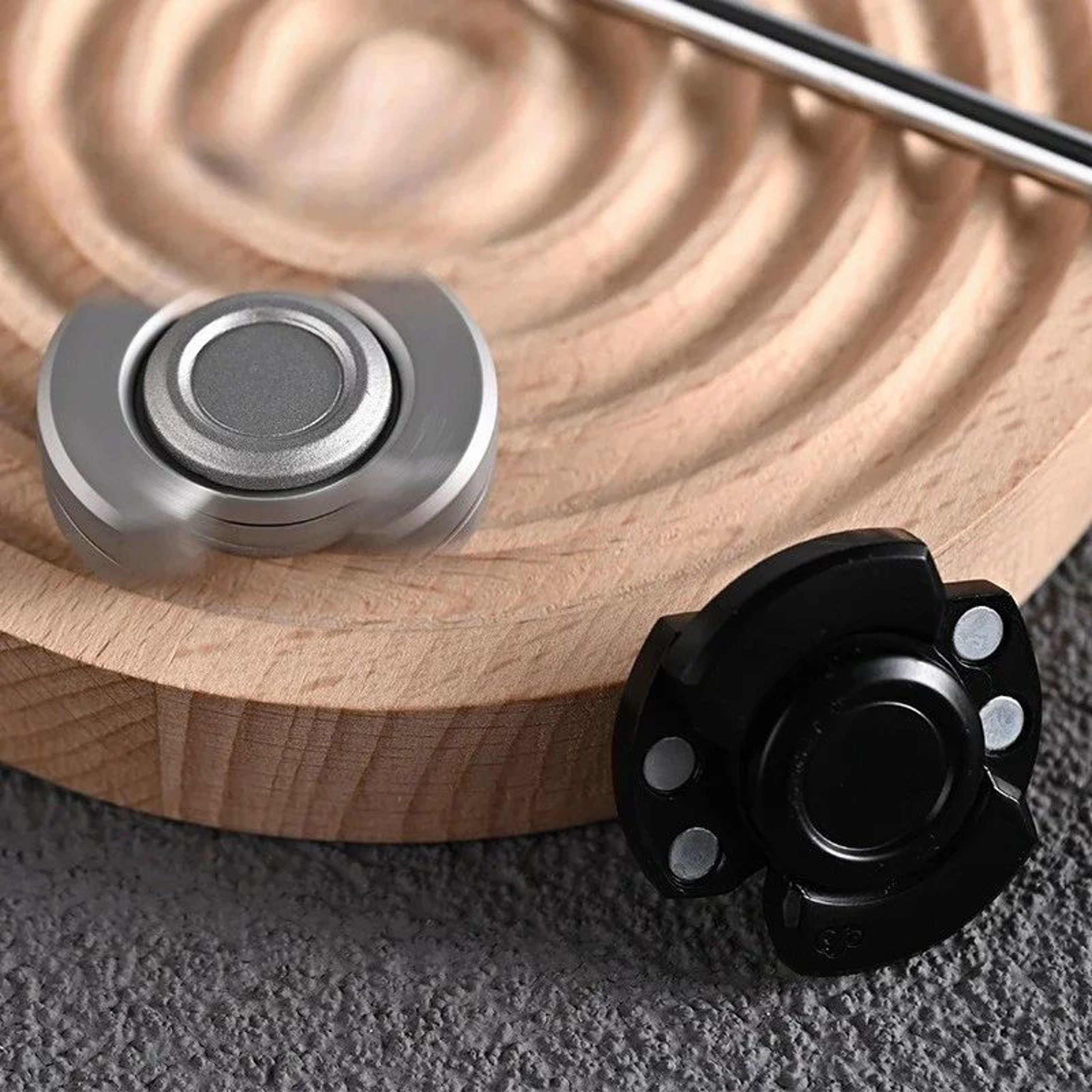 3in1 Stainless Steel Fidget Spinner Slider Clicker  Premium Stress Relief EDC Toy 0