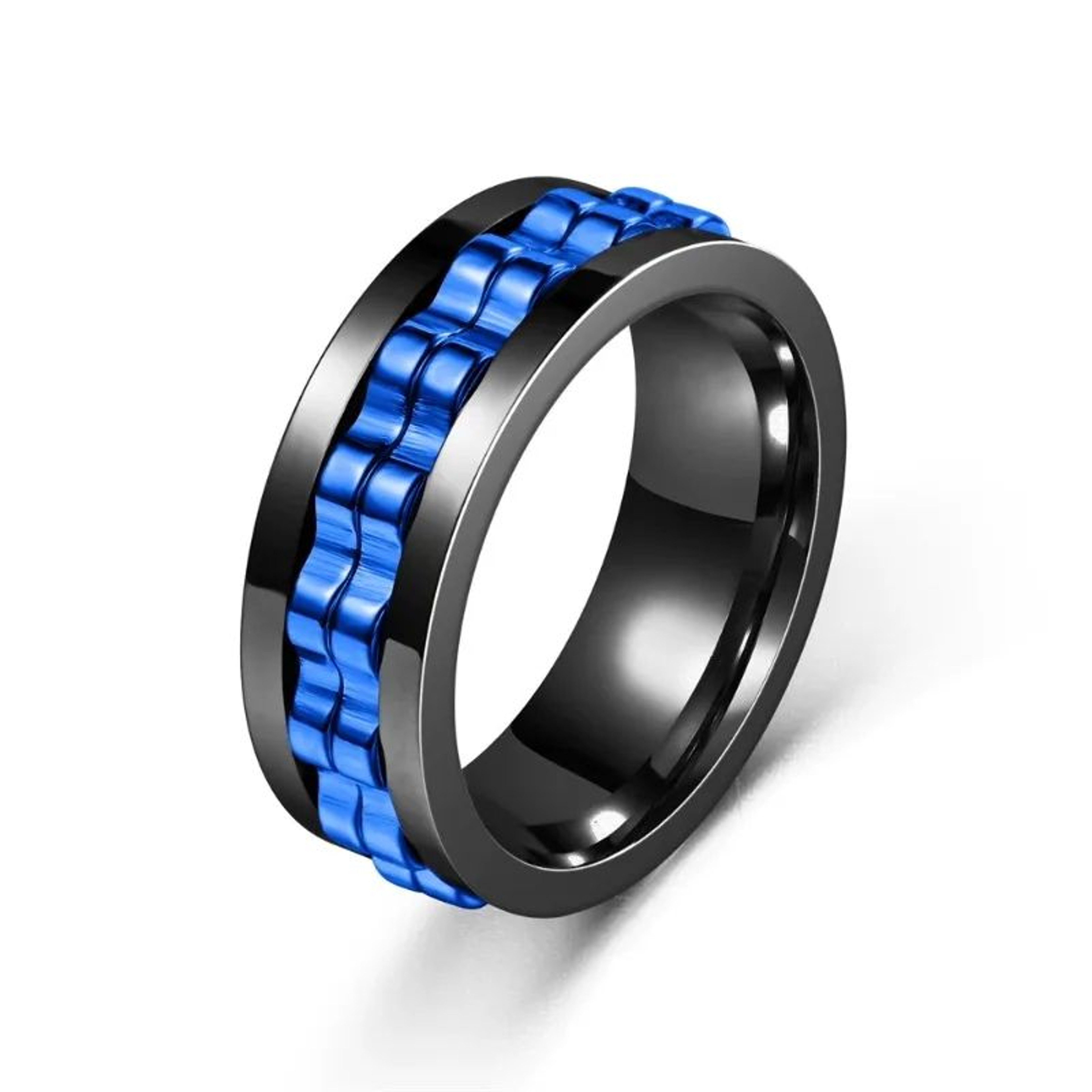 Stainless Steel Spinning Chain Ring For Men  Rotating Anxiety Relief Fidget Band 3