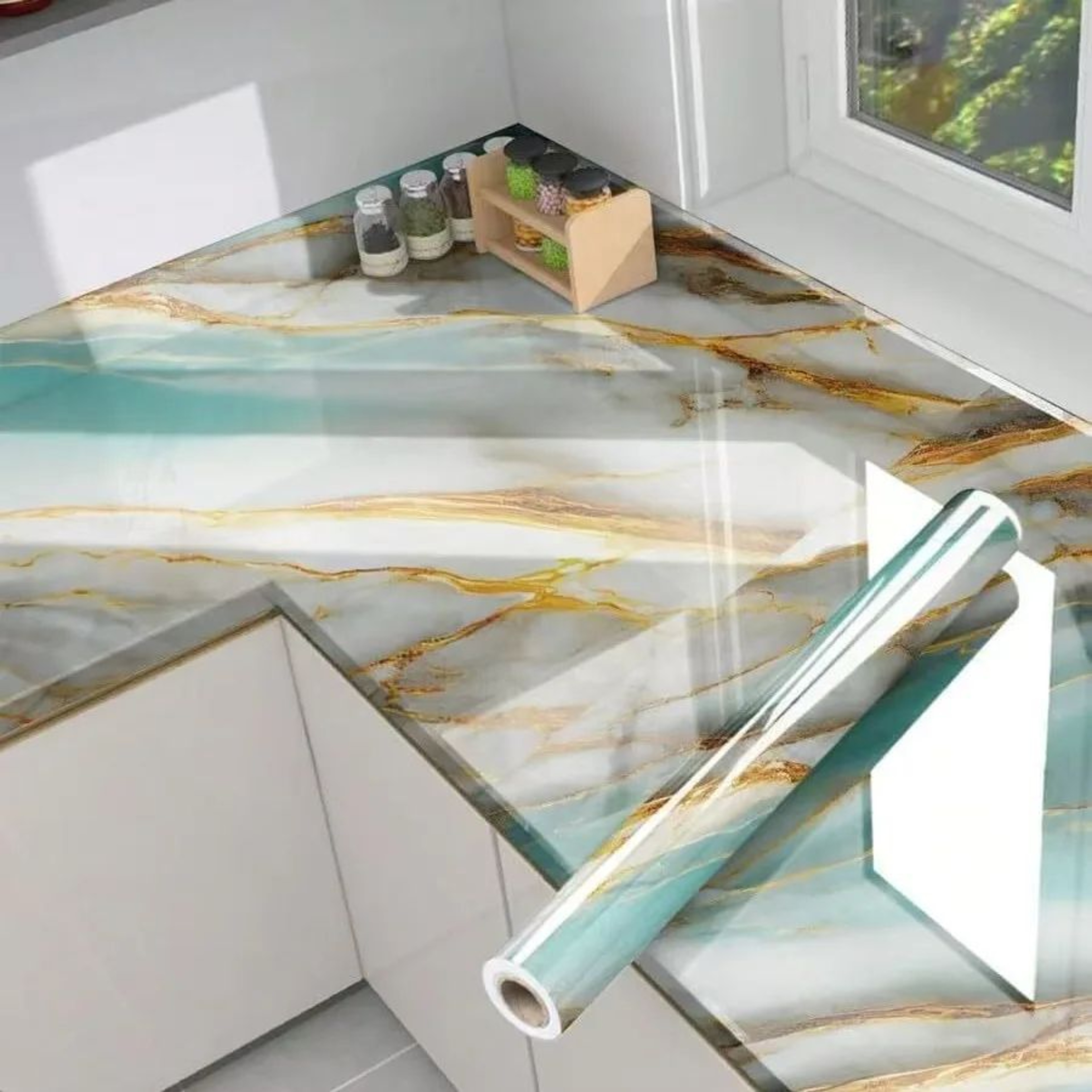 HeatShield Peel  Stick Backsplash Film  Waterproof Tile Stickers OilProof Kitchen Wallpaper For Cab 0