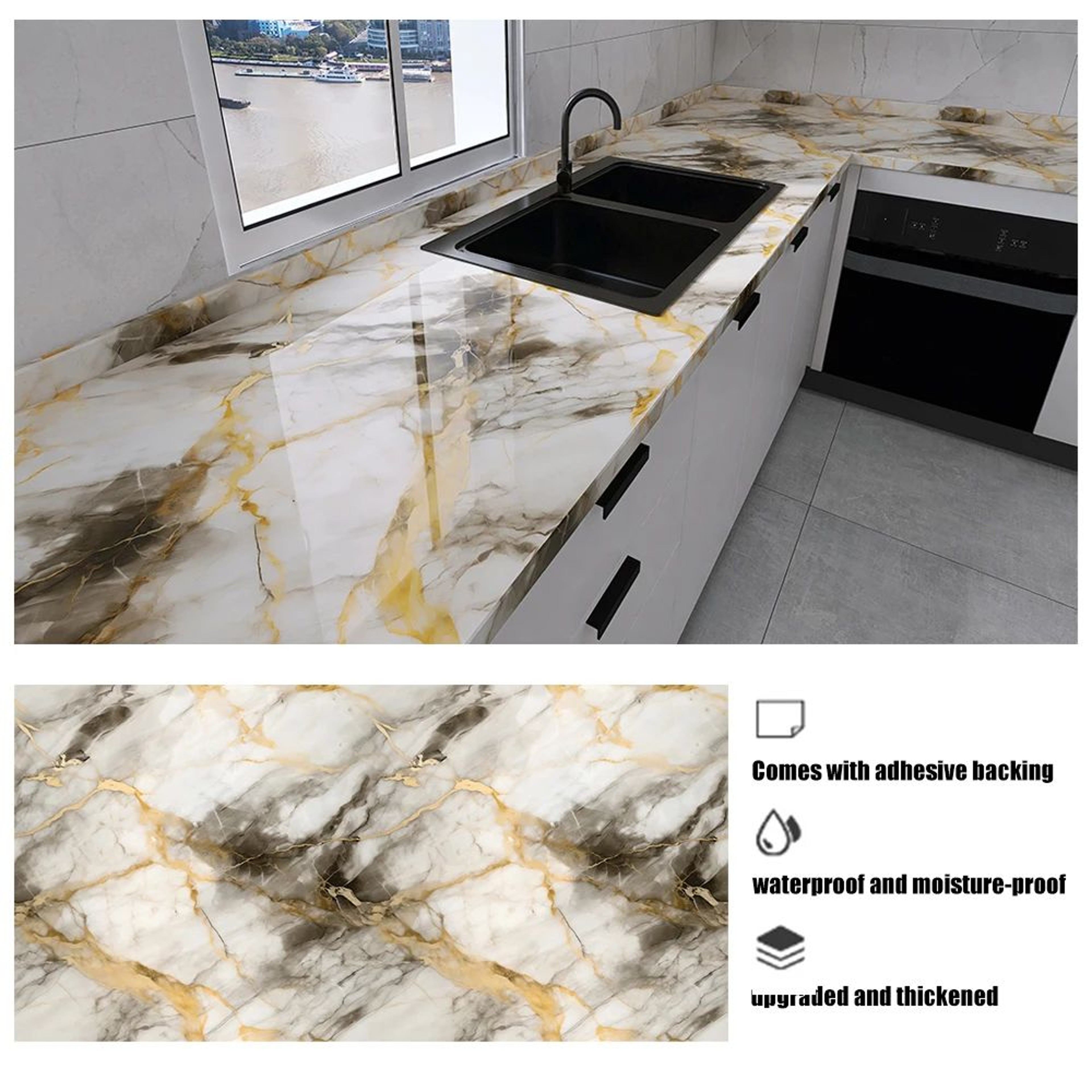 HeatShield Peel  Stick Backsplash Film  Waterproof Tile Stickers OilProof Kitchen Wallpaper For Cab 13