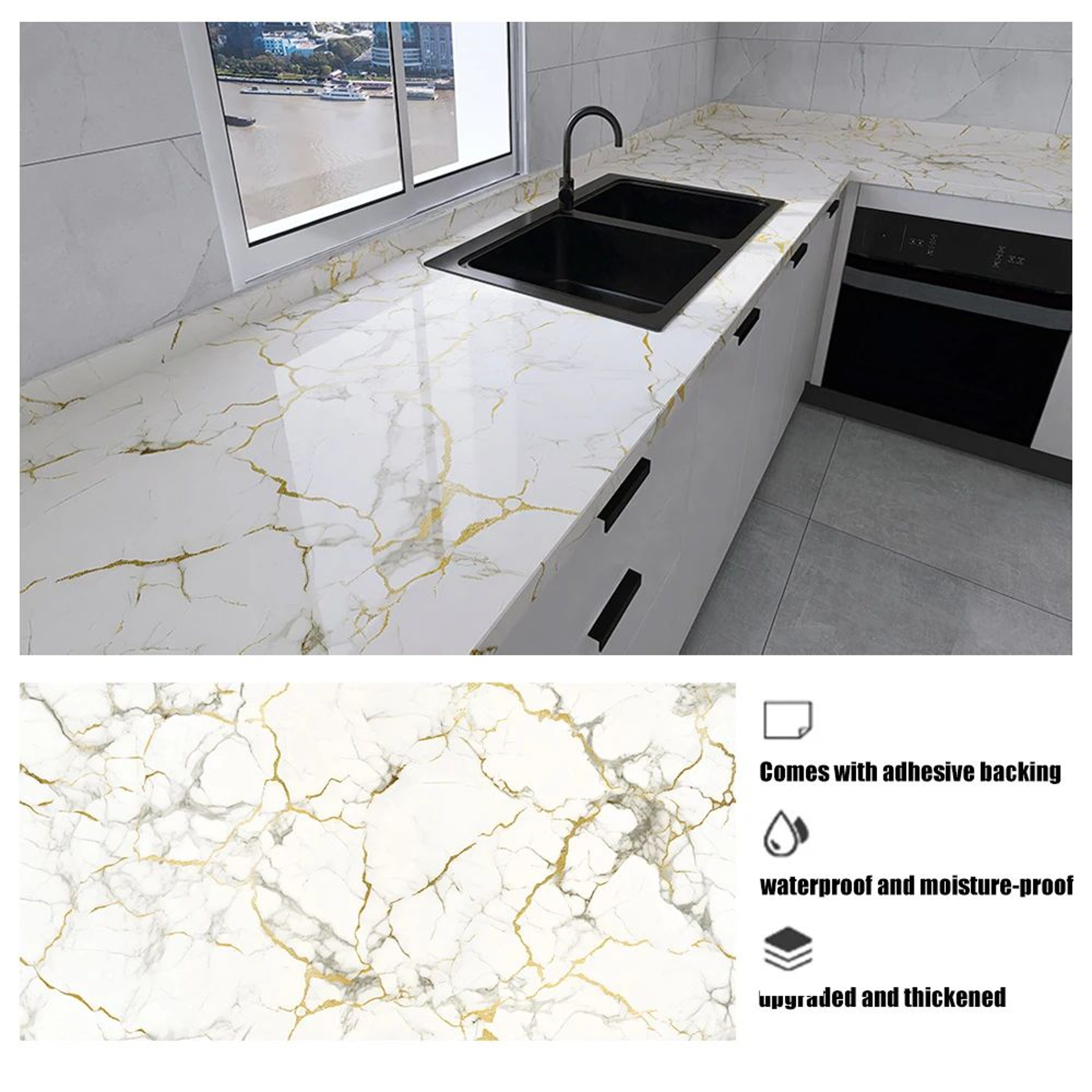 HeatShield Peel  Stick Backsplash Film  Waterproof Tile Stickers OilProof Kitchen Wallpaper For Cab 14