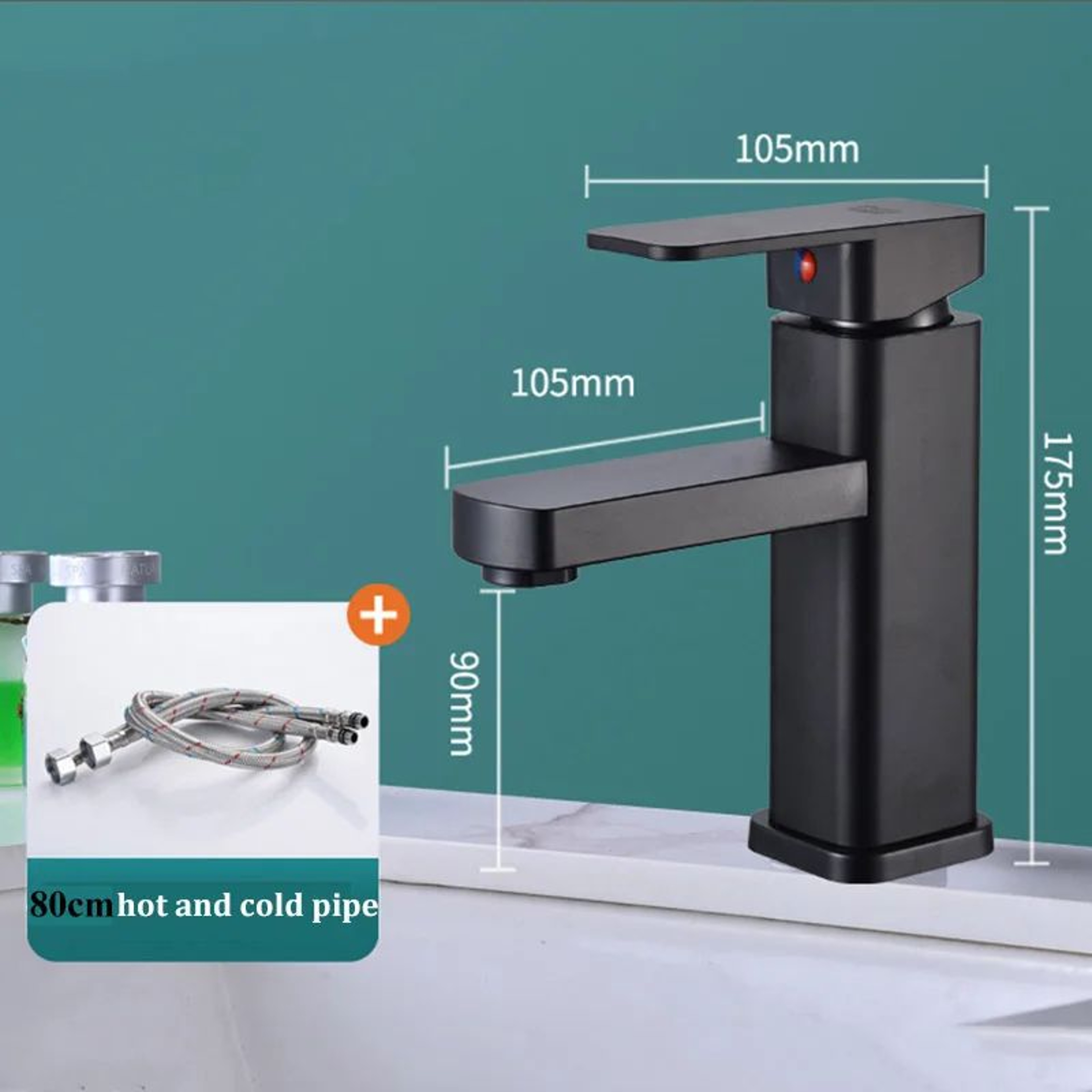 Modern Matte Black Stainless Steel Square Hot And Cold Basin Faucet  Sleek Kitchen  Bathroom Mixer  7