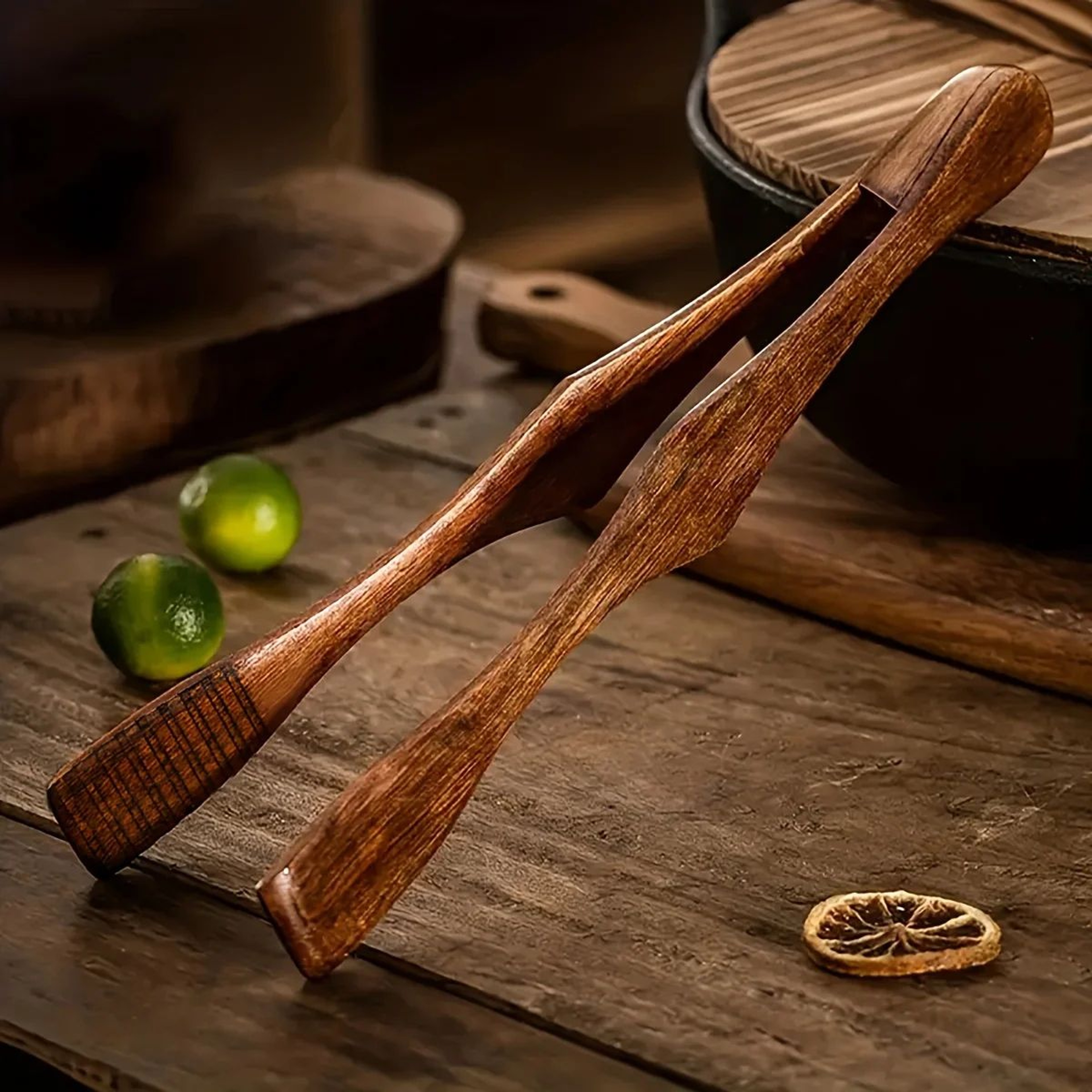 Heat-Resistant Wooden Food Clip Kitchen Tongs for BBQ, Bread & Noodles – view 7