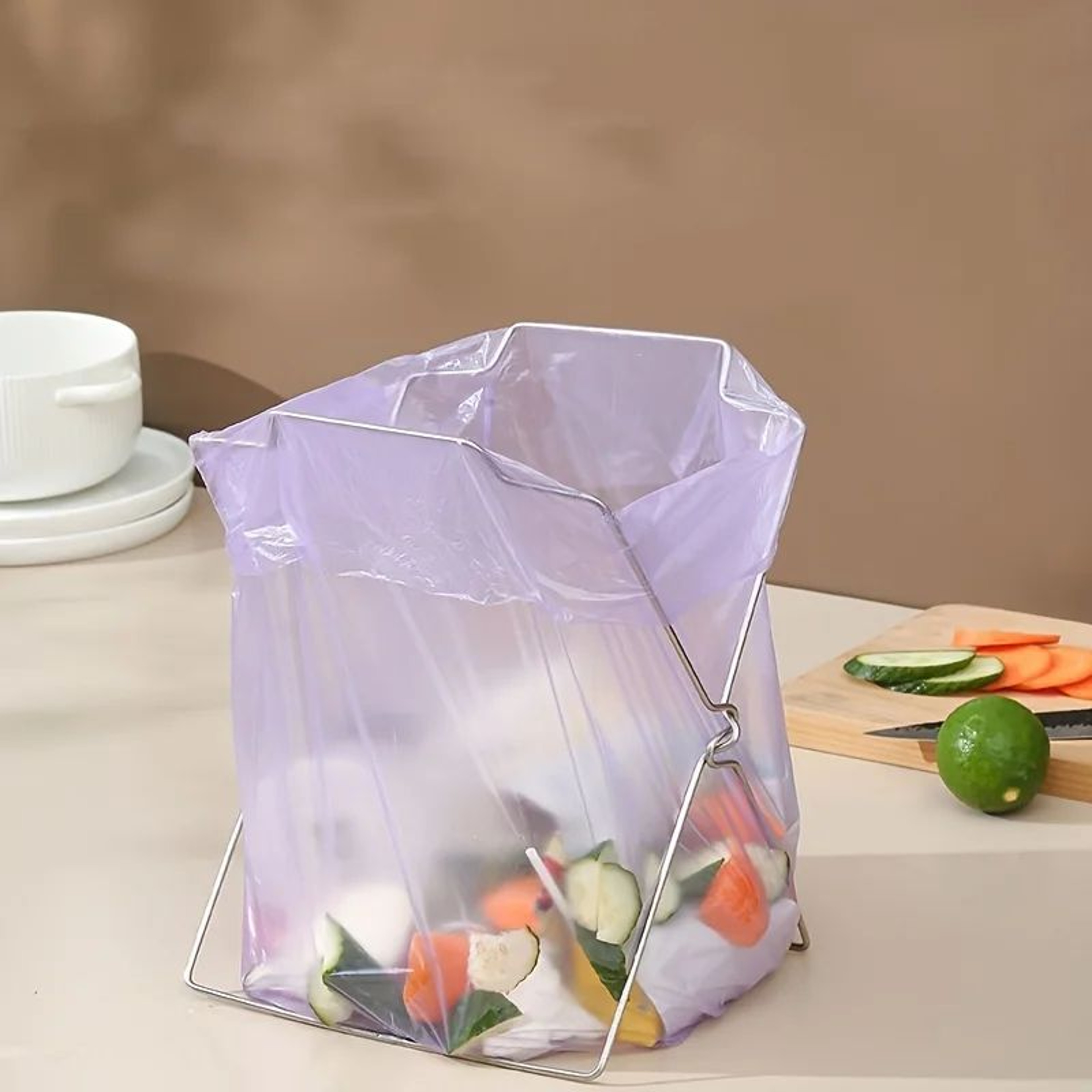 Collapsible Multifunctional Bag Holder  Plastic Bag Holder Stand  Countertop Bag Drying Rack And Sm 4