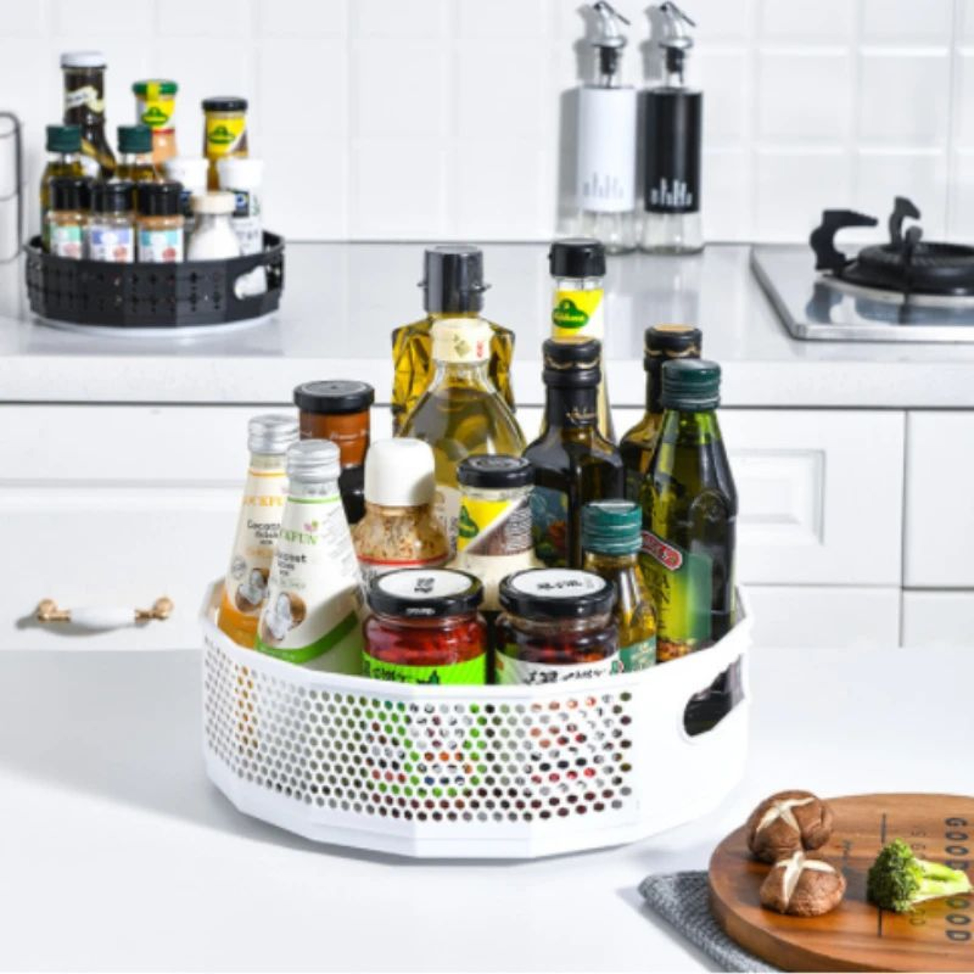 360 Rotating Spice Rack Organizer Lazy Susan Turntable For Cabinets  Countertops 4