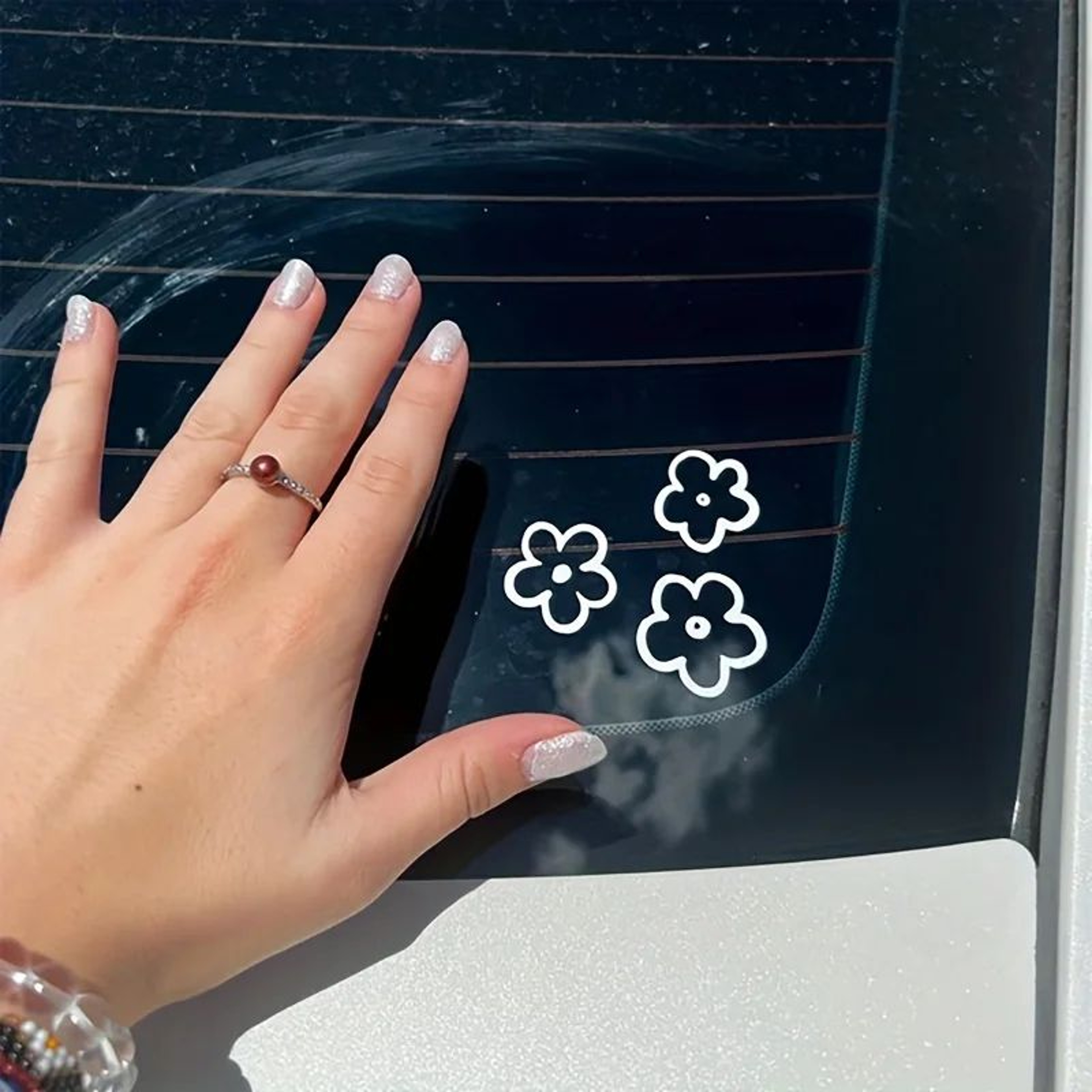 Flower Car Decal Set 3PCS  Waterproof Car Mirror Stickers  Bumper Decoration Stickers For A Cute 2