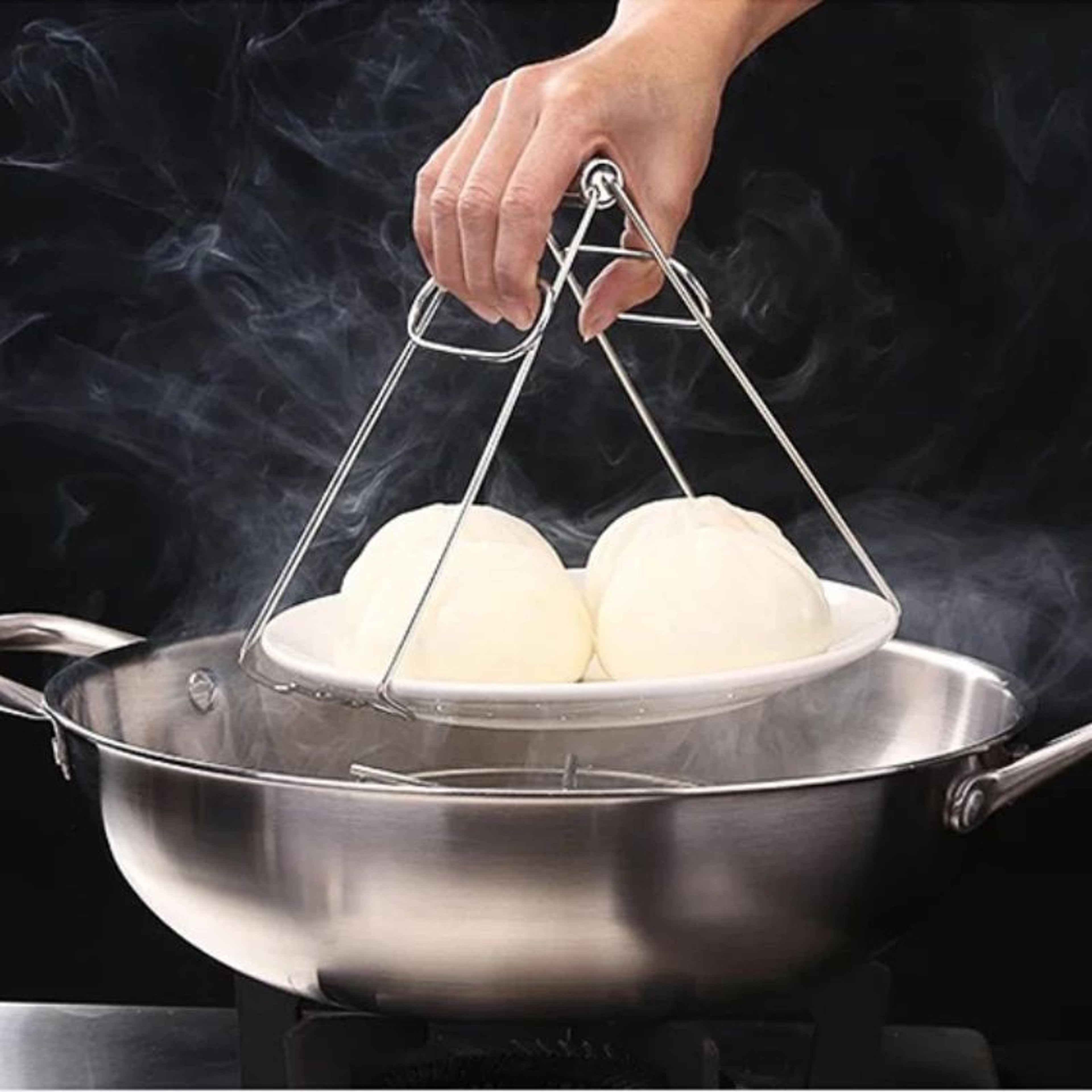 Stainless Steel Hot Plate Gripper  Foldable AntiScald Bowl  Plate Lifter Tongs 5