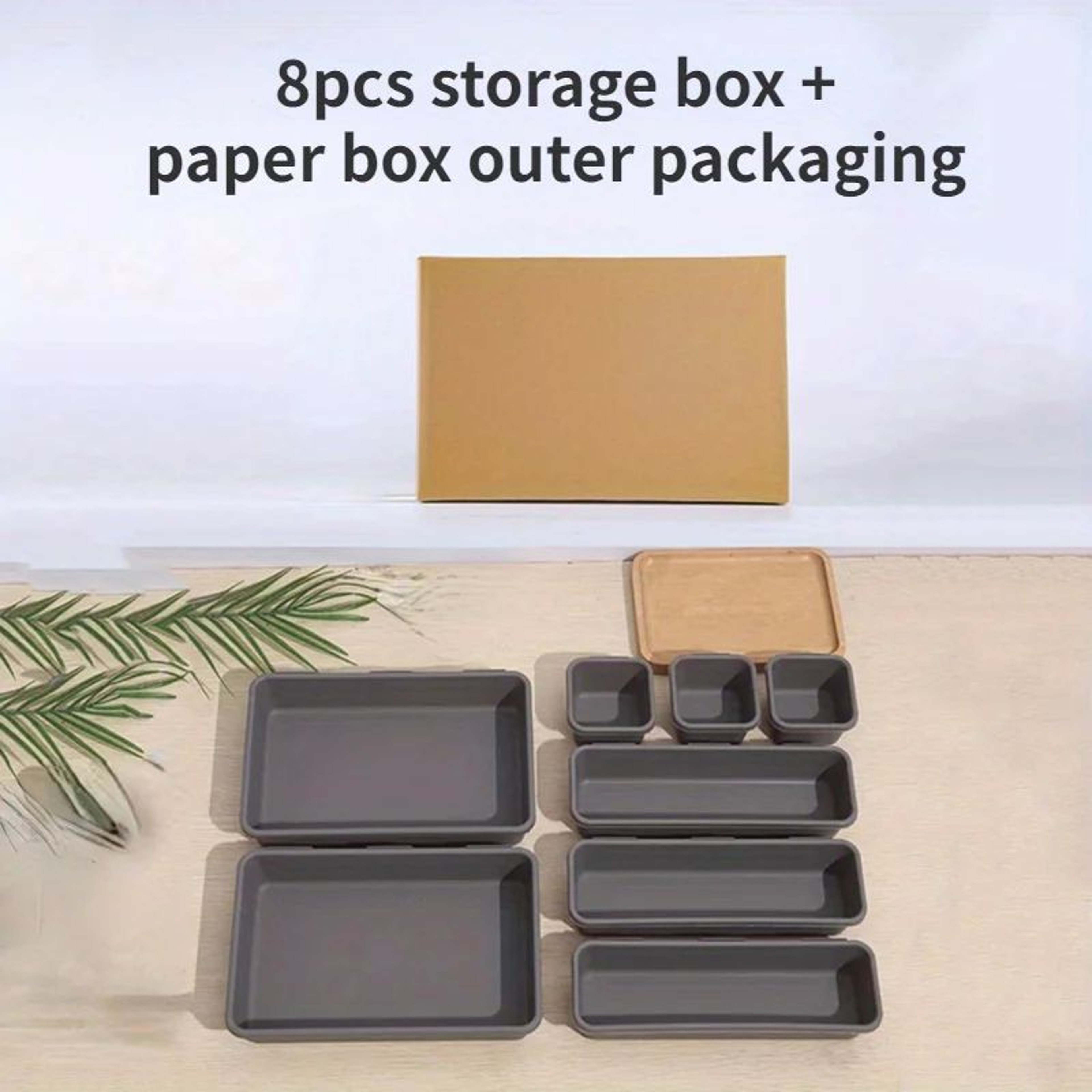 Modular 8Piece Drawer Organizer Set  Stackable Desktop Storage Box Trays For Makeup Kitchen  Bedroo 0