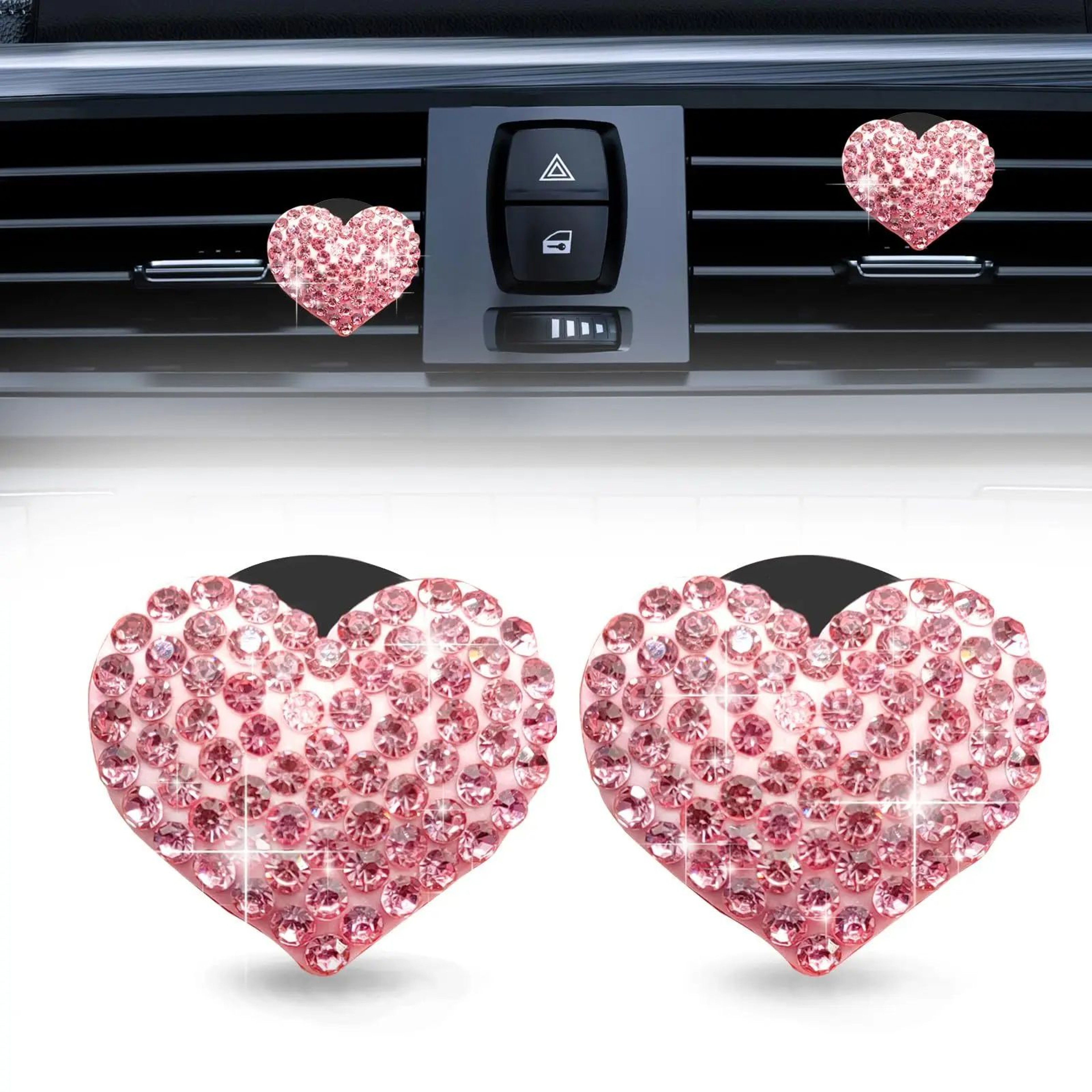 Heart Rhinestone Aromatherapy Vent Clip Set  Car Air Vent Air Freshener Clip Diamond Car Interior D 6