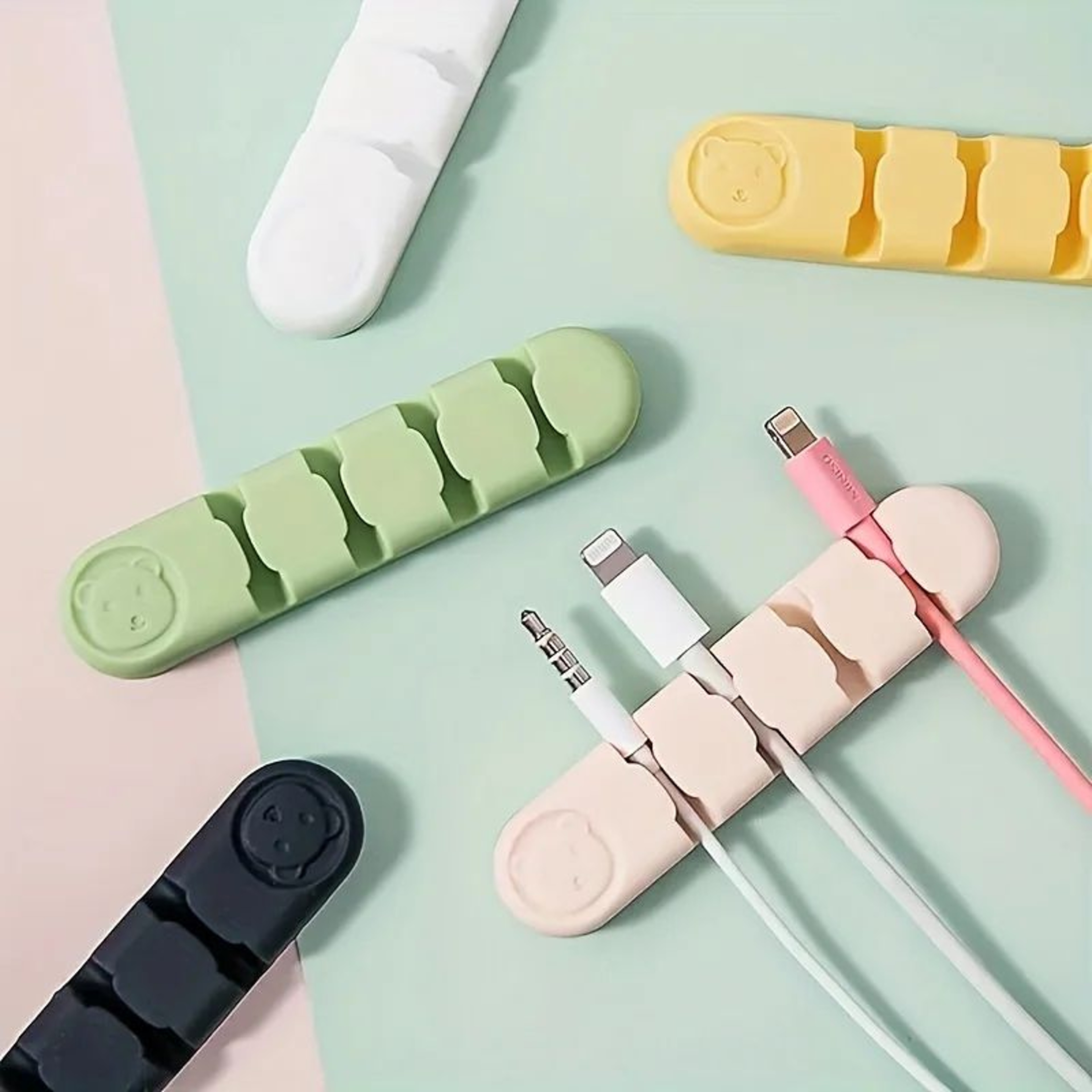 Soft Silicone Desktop Cable Organizer  4Hole Cable Holder For Desk Cable Management 0