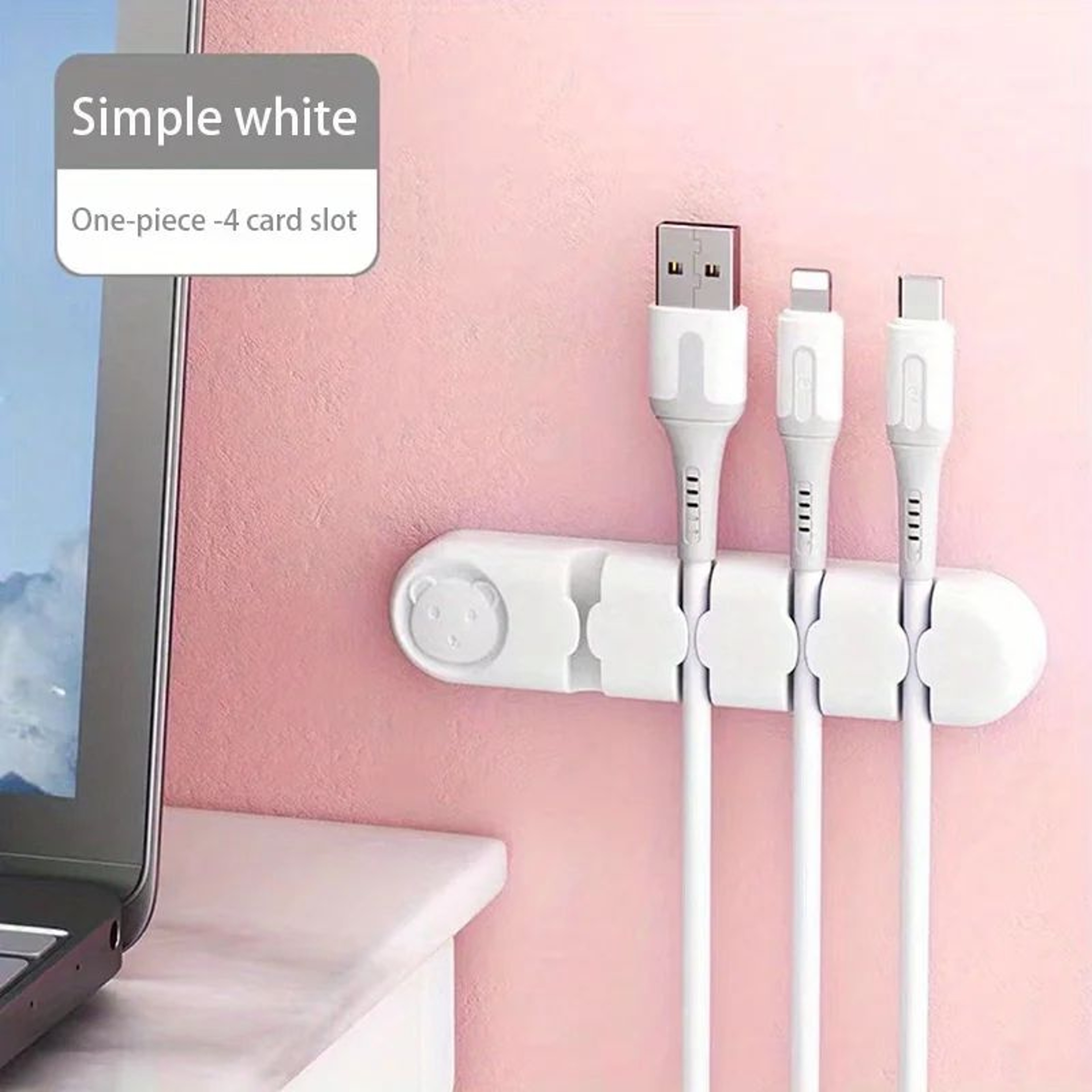Soft Silicone Desktop Cable Organizer  4Hole Cable Holder For Desk Cable Management 3