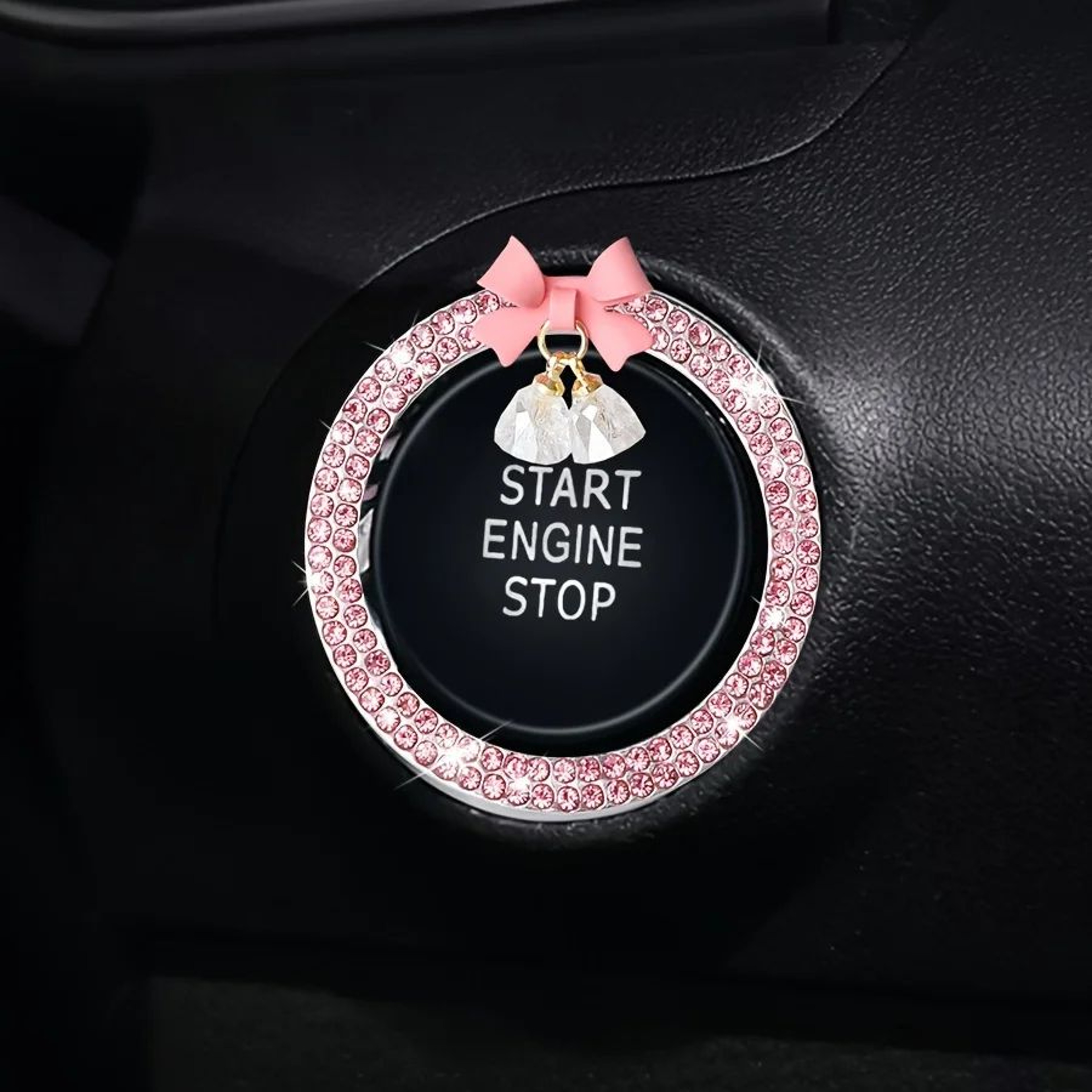Rhinestone Car Start Button Cover Ring  Push Start Button Sticker For Scratch Protection  Luxury In 0