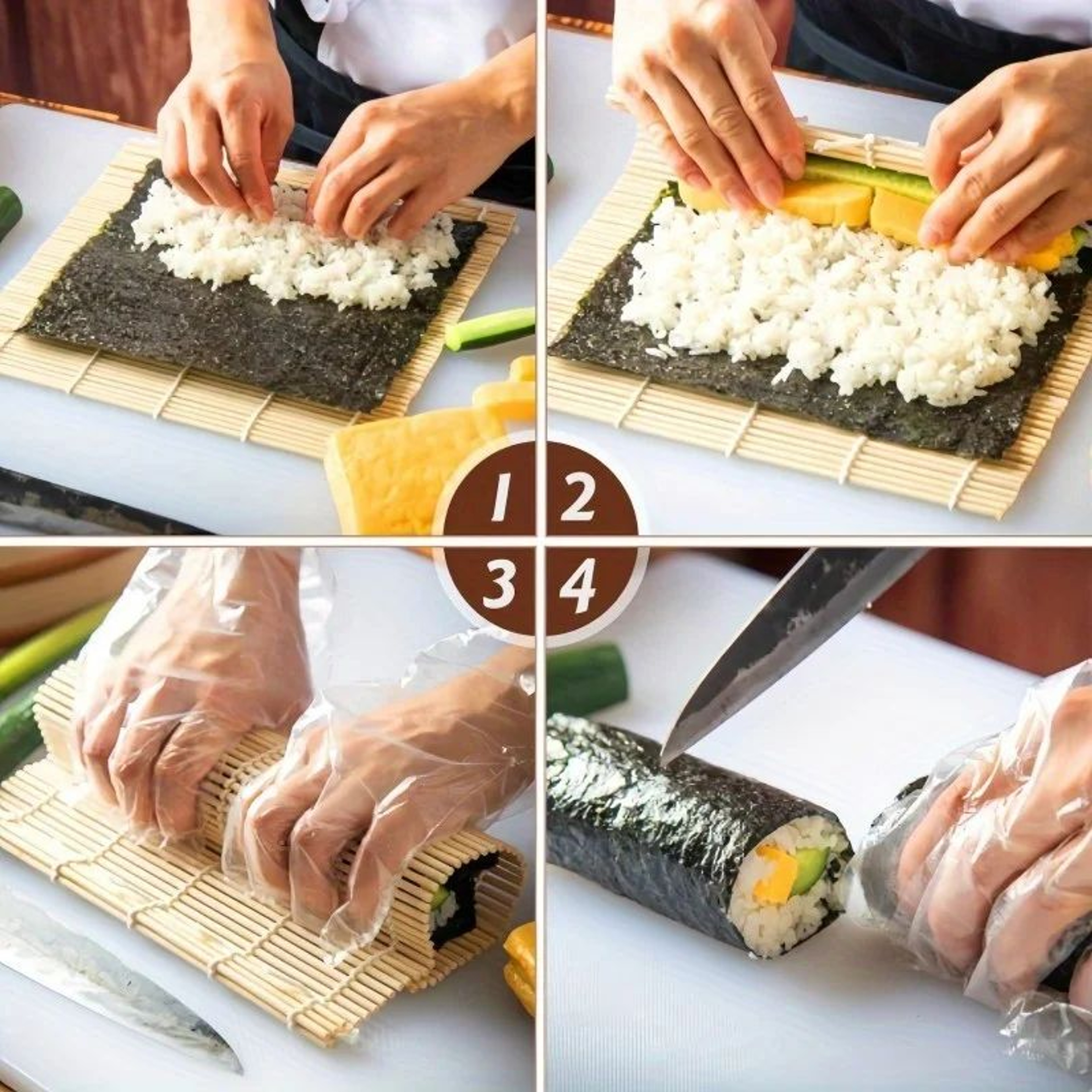2Pack Bamboo Sushi Rolling Mat Set NonStick Bamboo Sushi Rolling Mat For Easy Homemade Sushi  Gimba 1