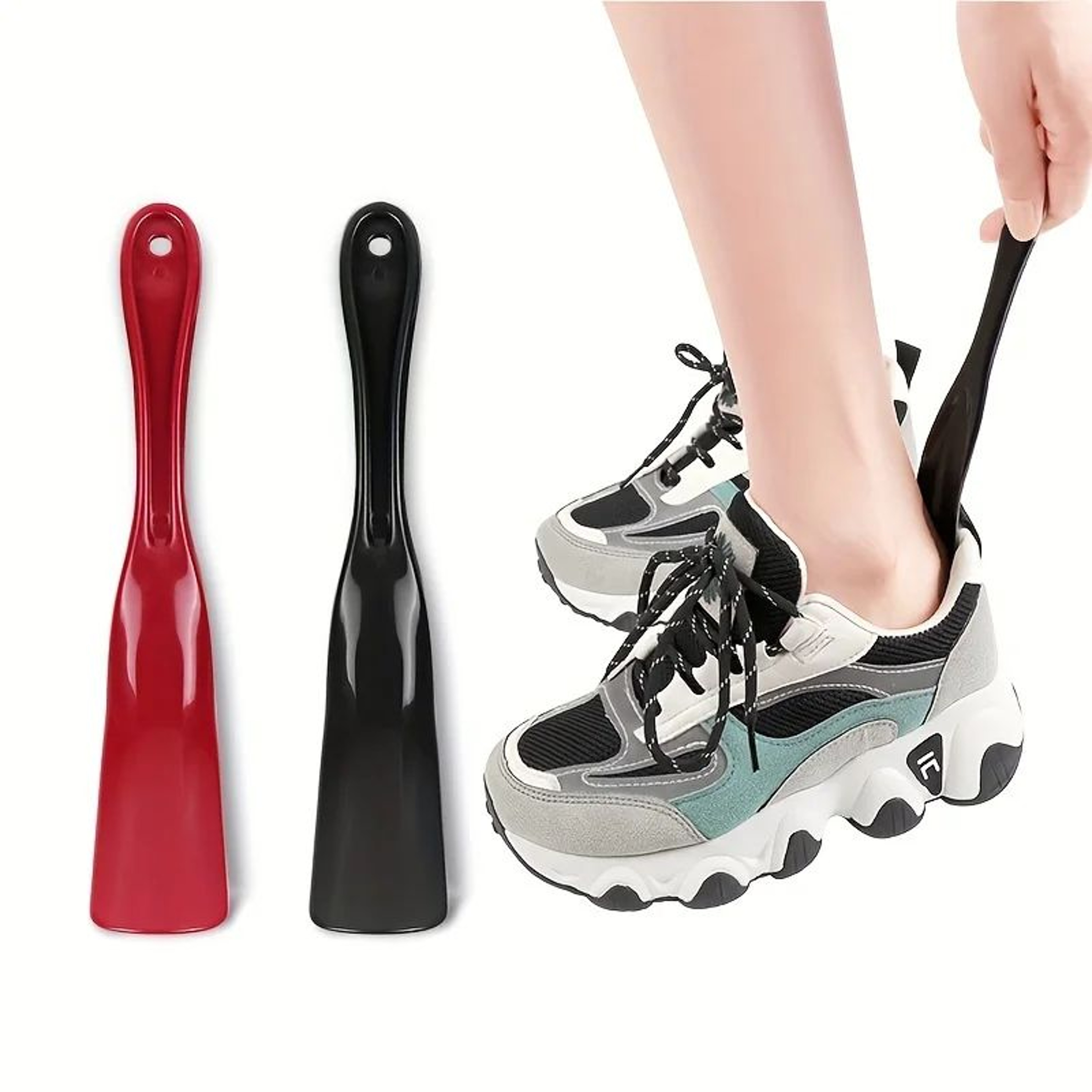 NoBend Comfort Shoe Horn  Long Handle Plastic Hanging Shoe Helper 3