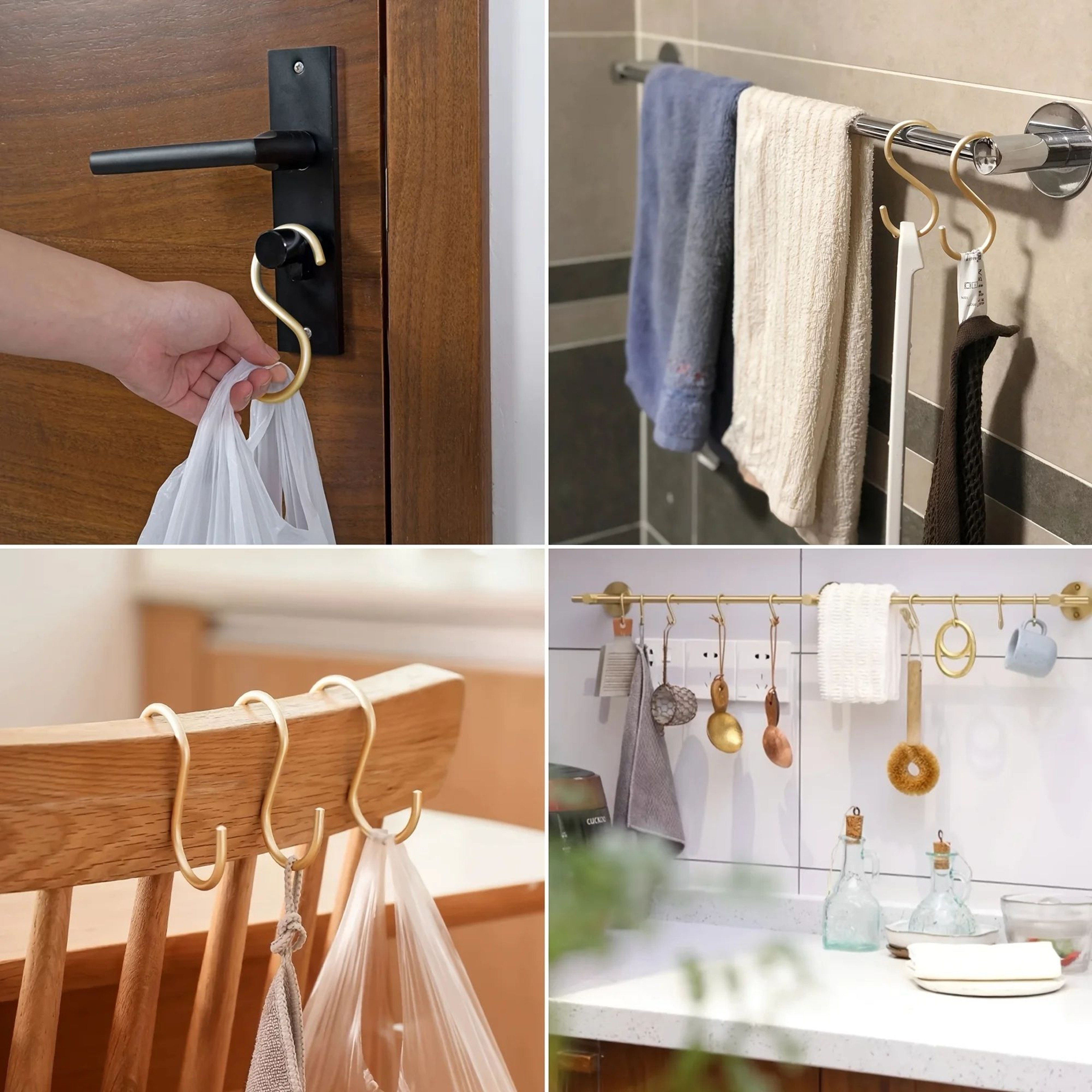 6Pack HeavyDuty S Hooks For Kitchen  Bathroom NoDrill Hanging Hooks For Instant Organization 2