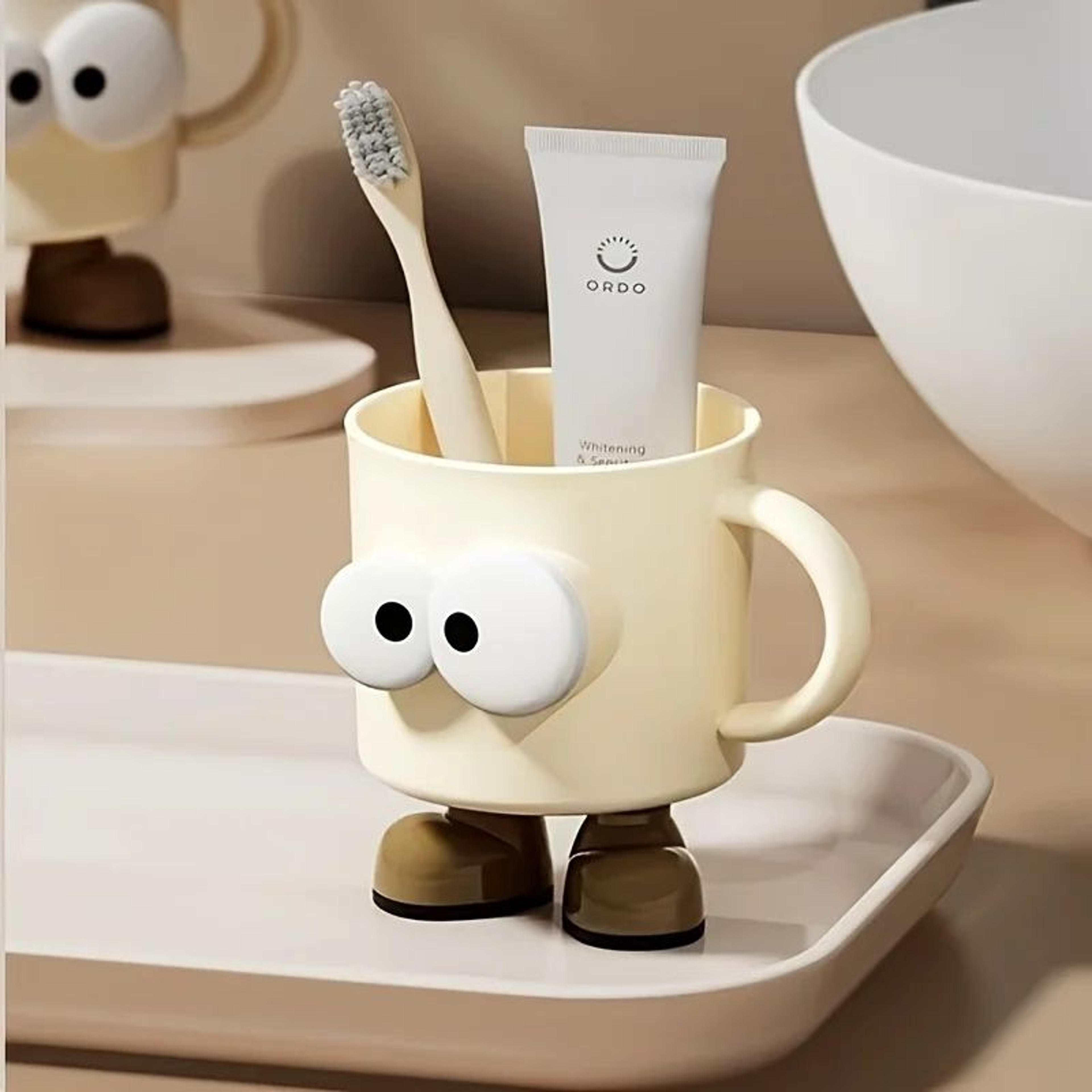 Cute Cartoon Couple Toothbrush Cup  NonSlip Bathroom Mouthwash Tumbler 1
