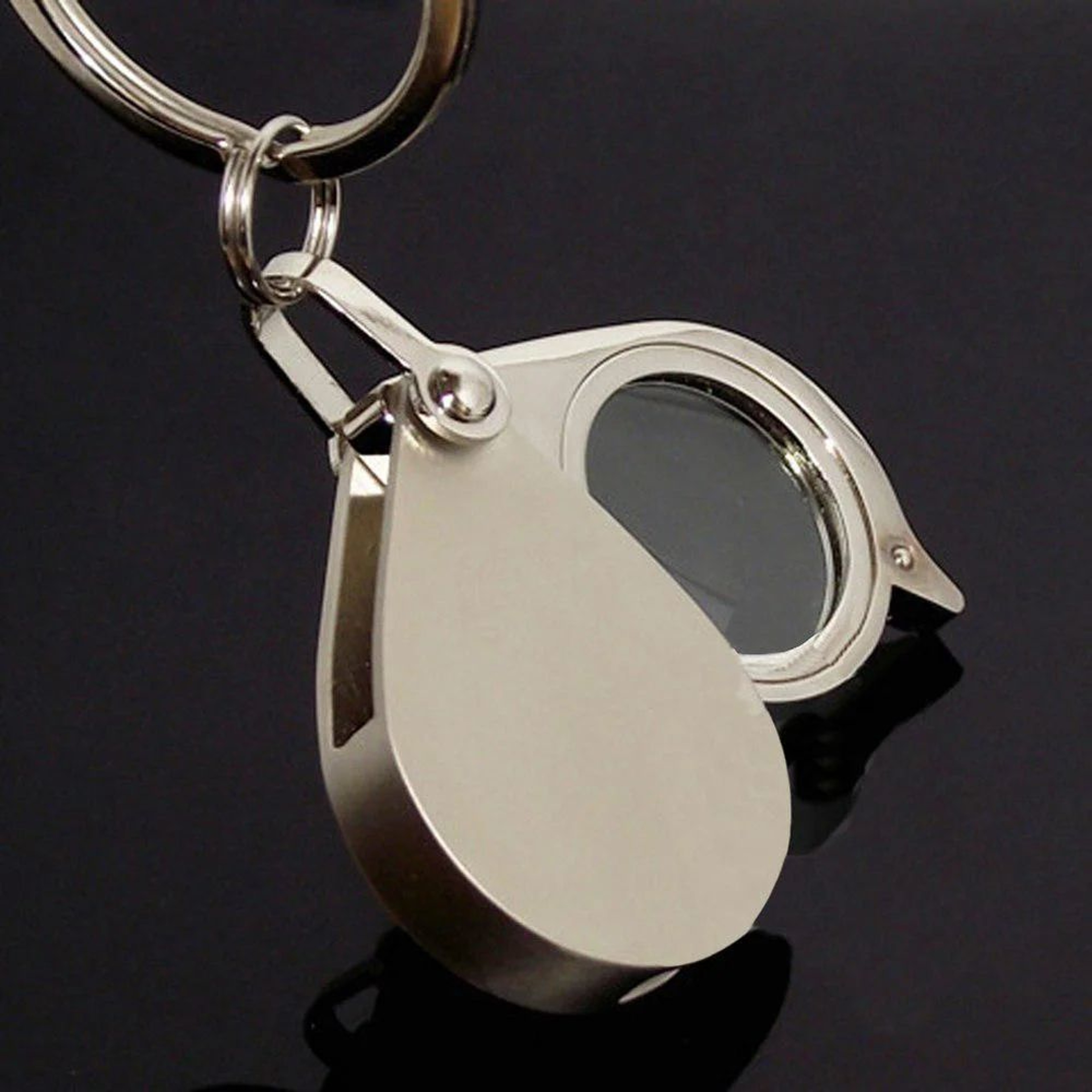 Metal Keychain Magnifying Glass  Portable Folding Magnifier With HD Glass Lens 2