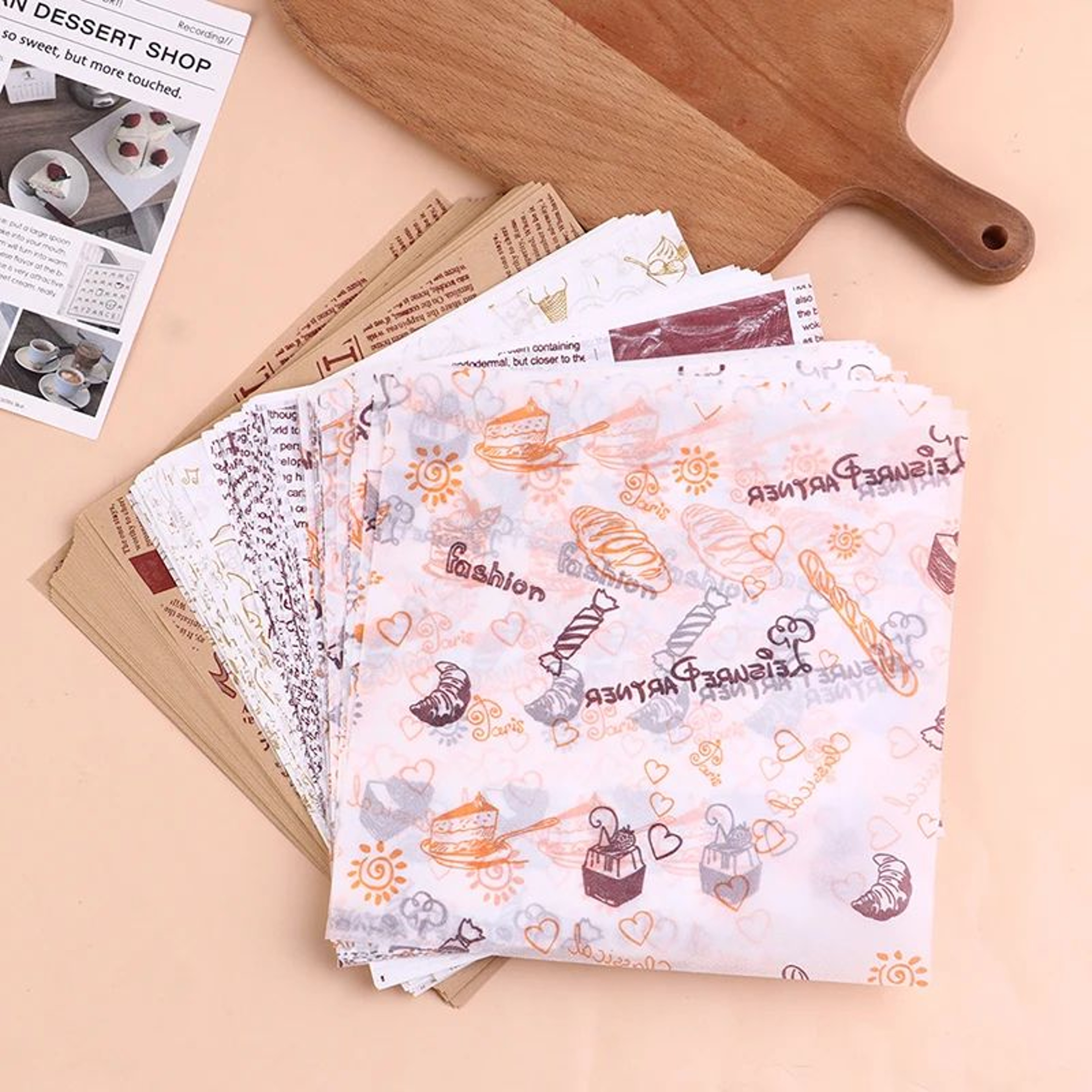 FoodGrade Oil Proof Paper Sheets 50pcs  Bento Cake Box Liners  Burger Wrapping Paper Greaseproof Ba 1