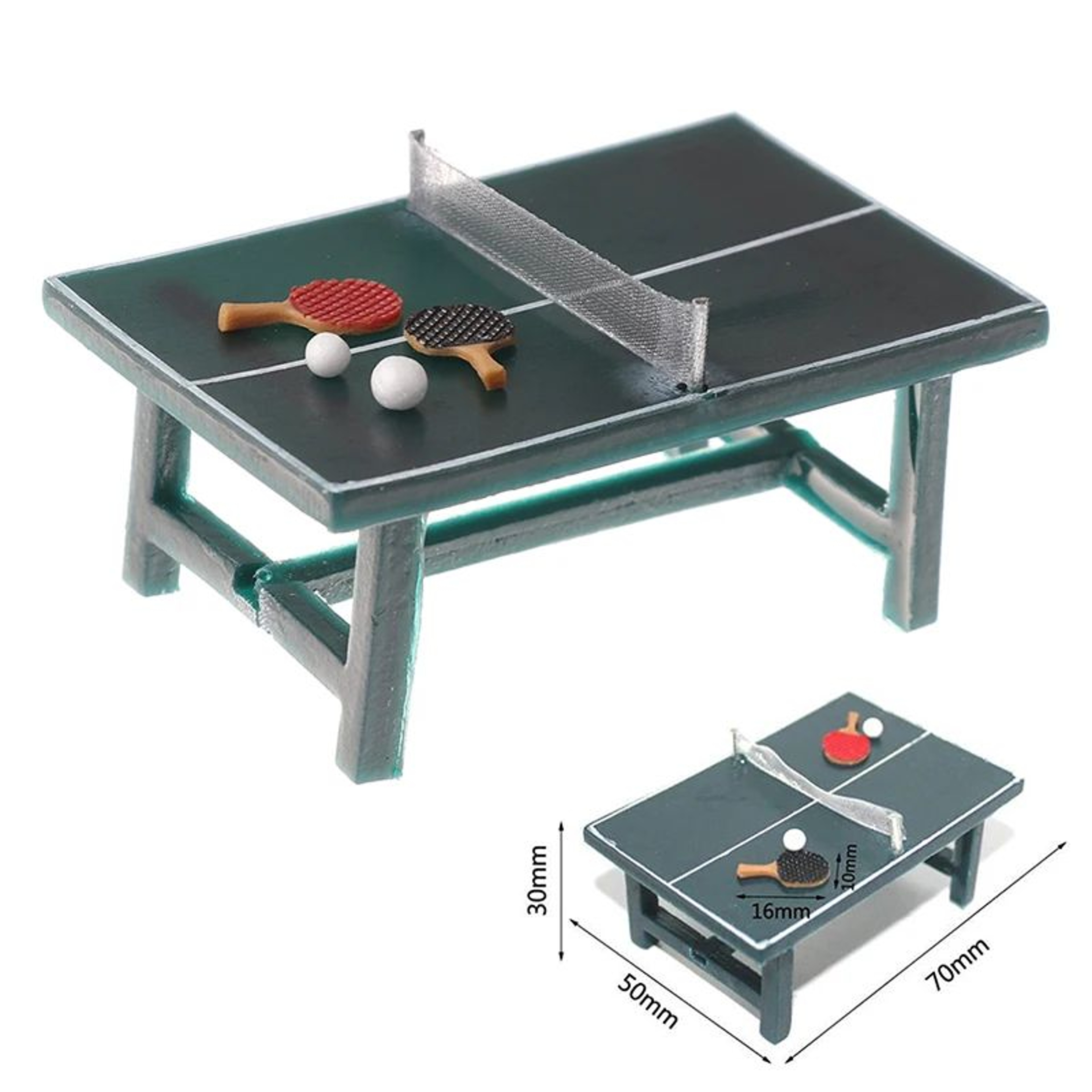 112 Miniature Ping Pong Table Set With Net Balls  Rackets  Dollhouse Sports Room Decor 5