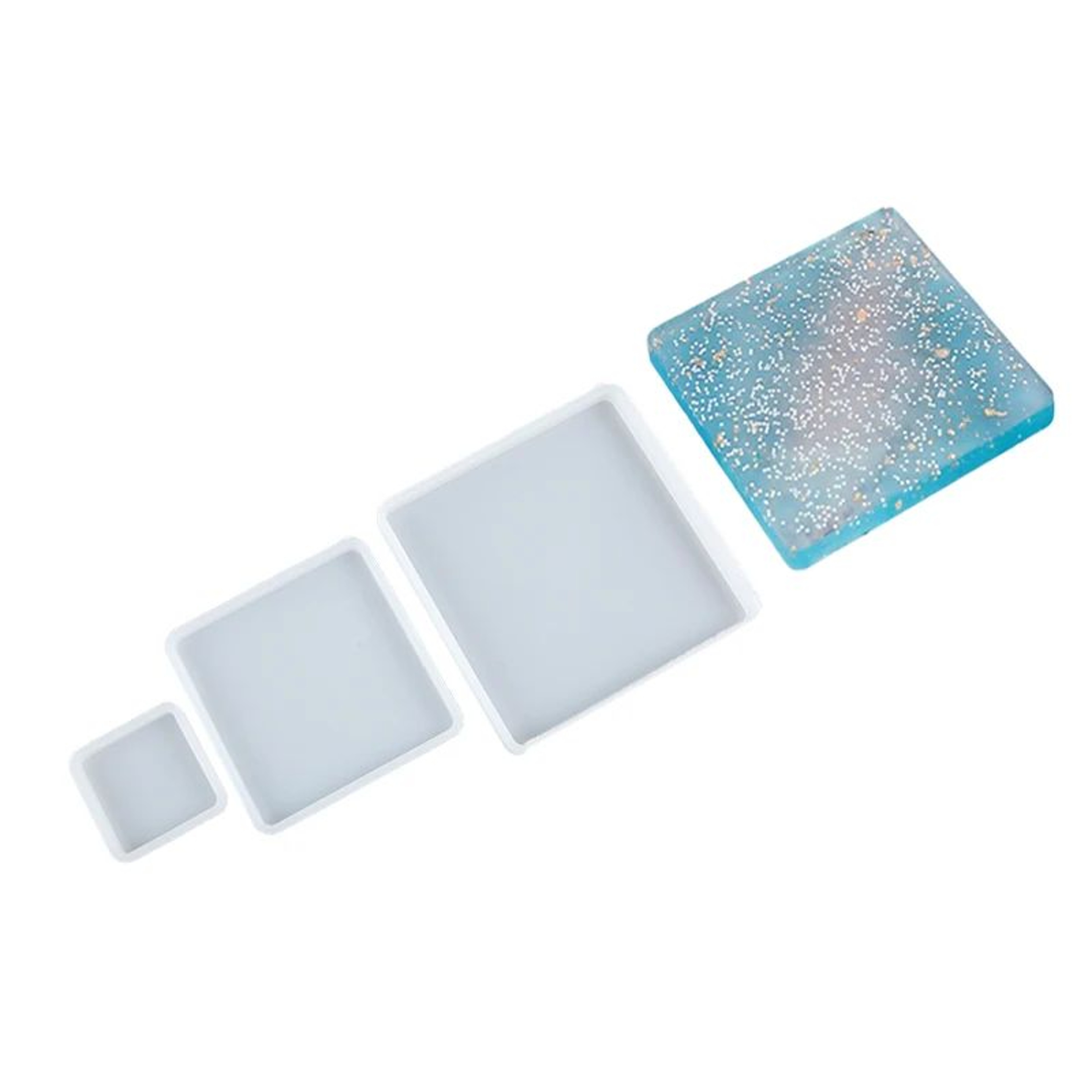 Square Silicone Resin Casting Mold Set For Coasters  Trays  Flexible Epoxy Mold For DIY Jewelry  De 4