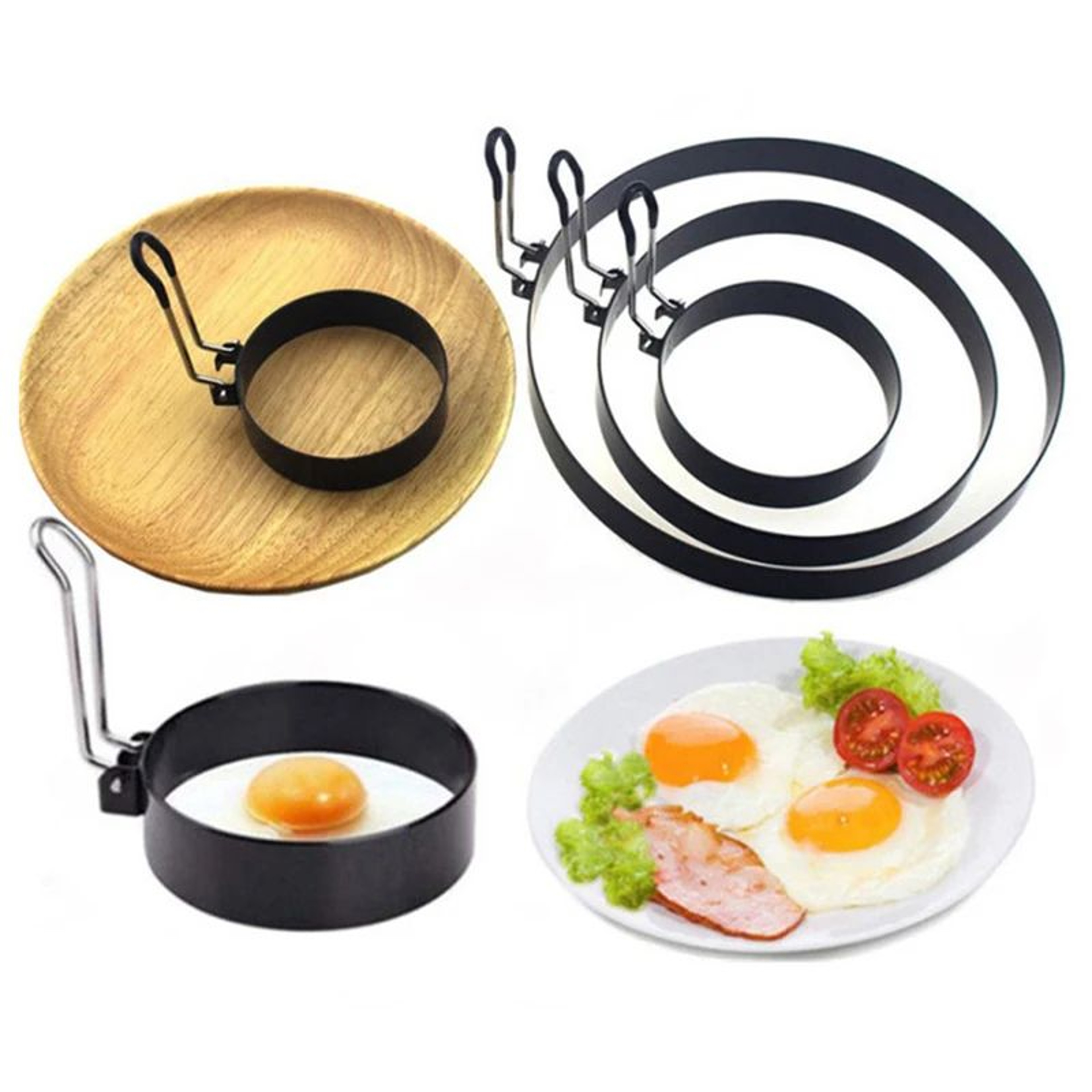 Perfect Round Pancake Ring Mold  Egg Ring Mold Set  Nonstick Metal Cooking Rings 358 In 0