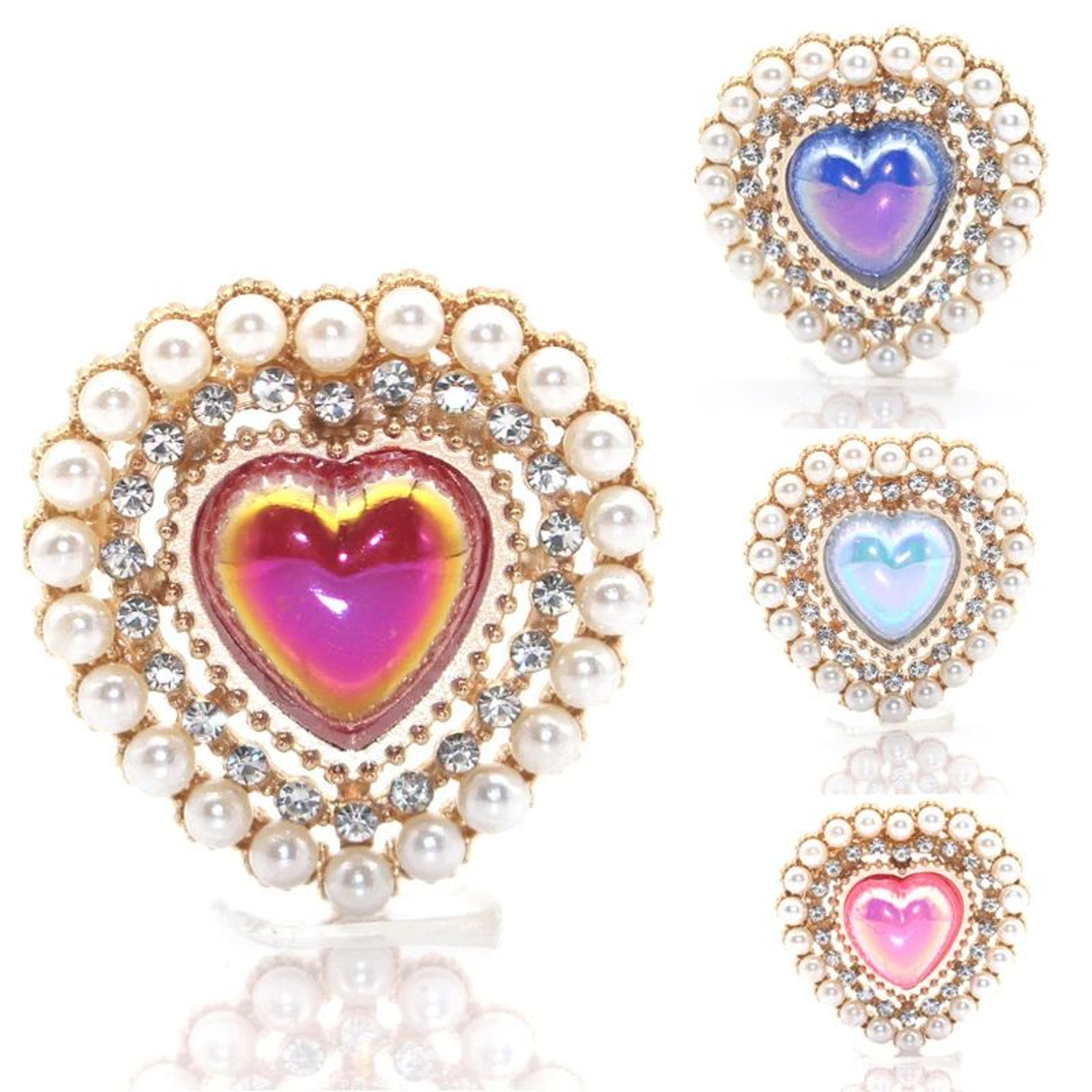 Peach Heart Pearl Rhinestone Charm  Alloy DIY Jewelry Embellishment For Hair Clips Clothing  Weddin 3