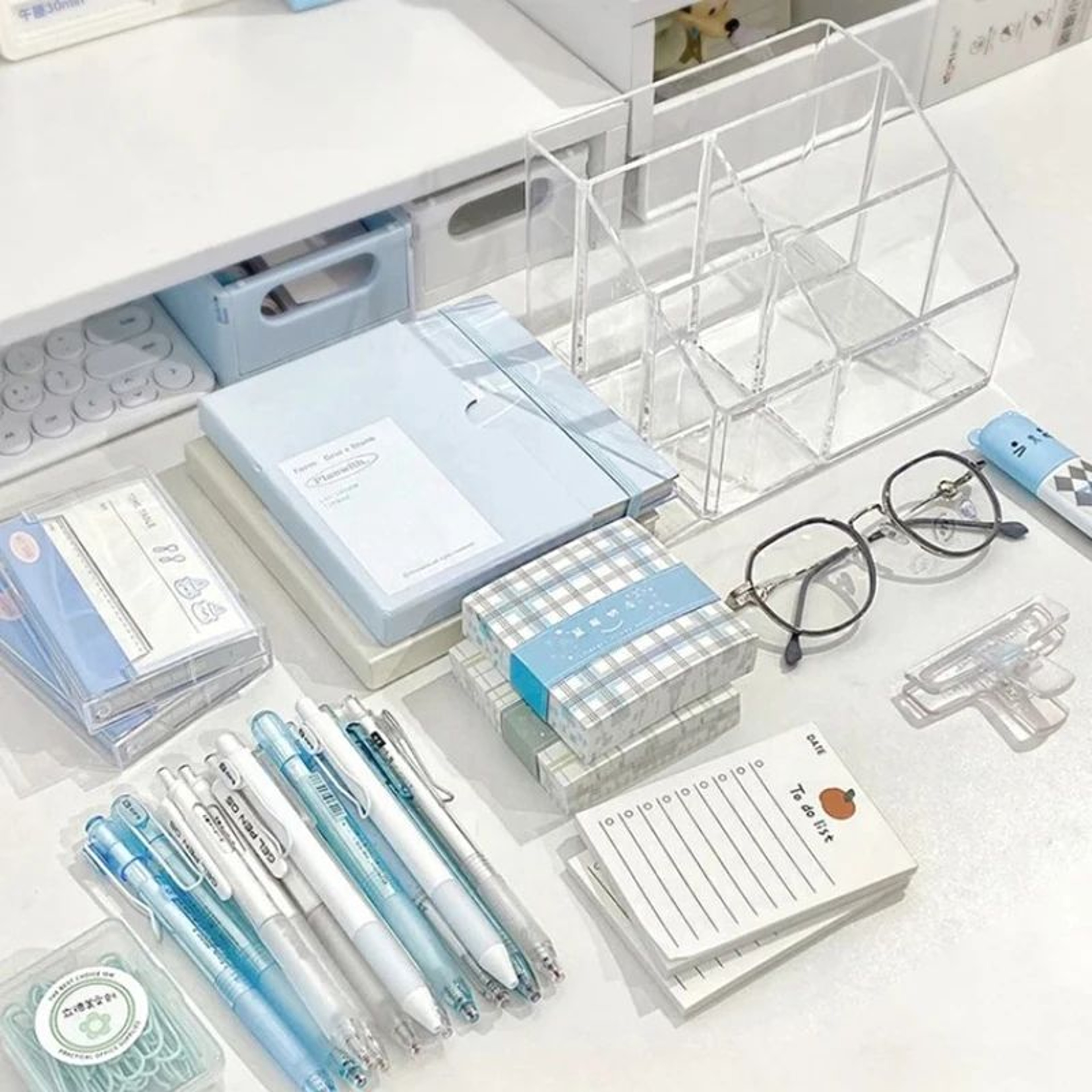 Clear Acrylic Desk Organizer Box With Divided Compartments  LargeCapacity Desktop Storage 5