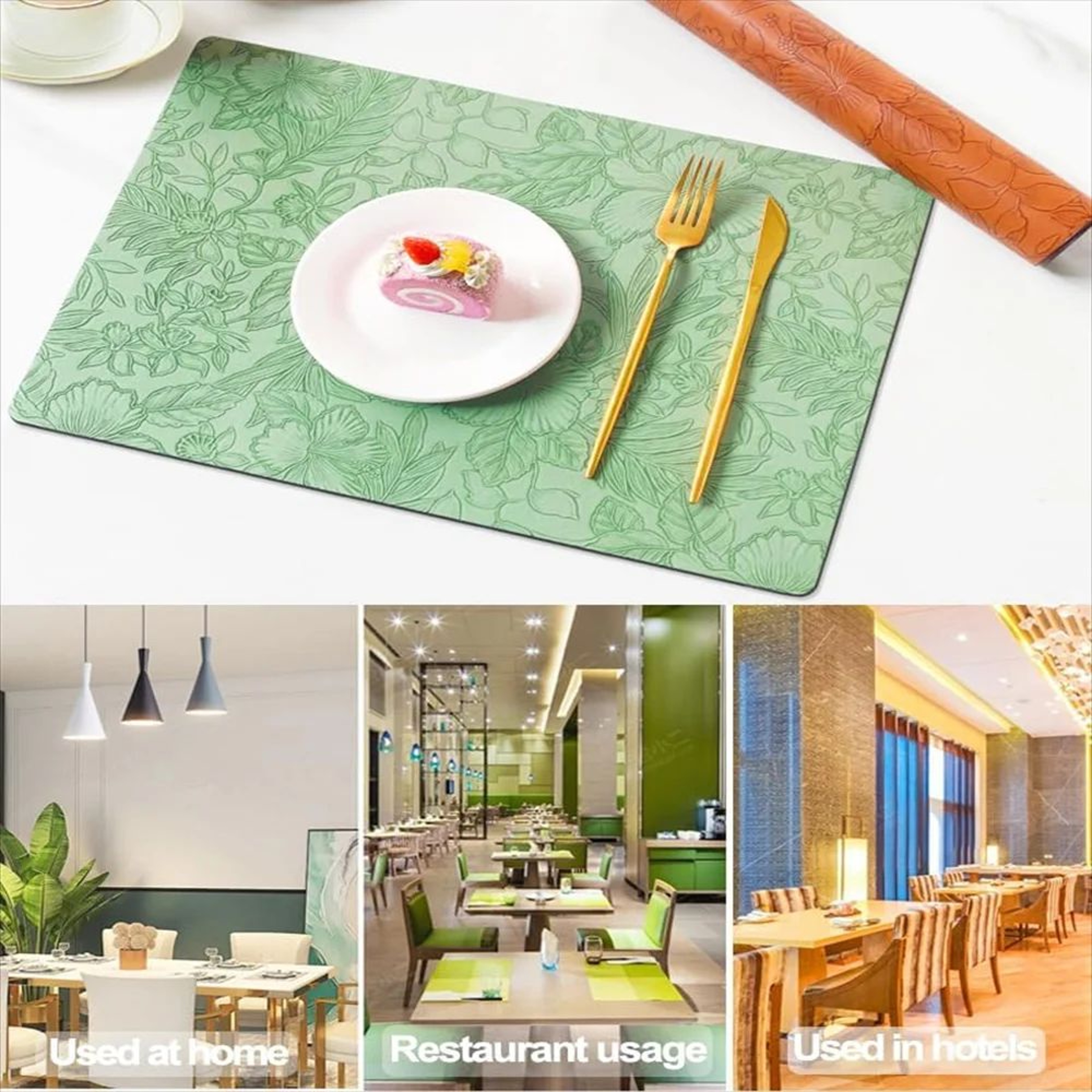 Floral Faux Leather Placemats Set  Waterproof Wipeable NonSlip Table Mats For Everyday Dining 5