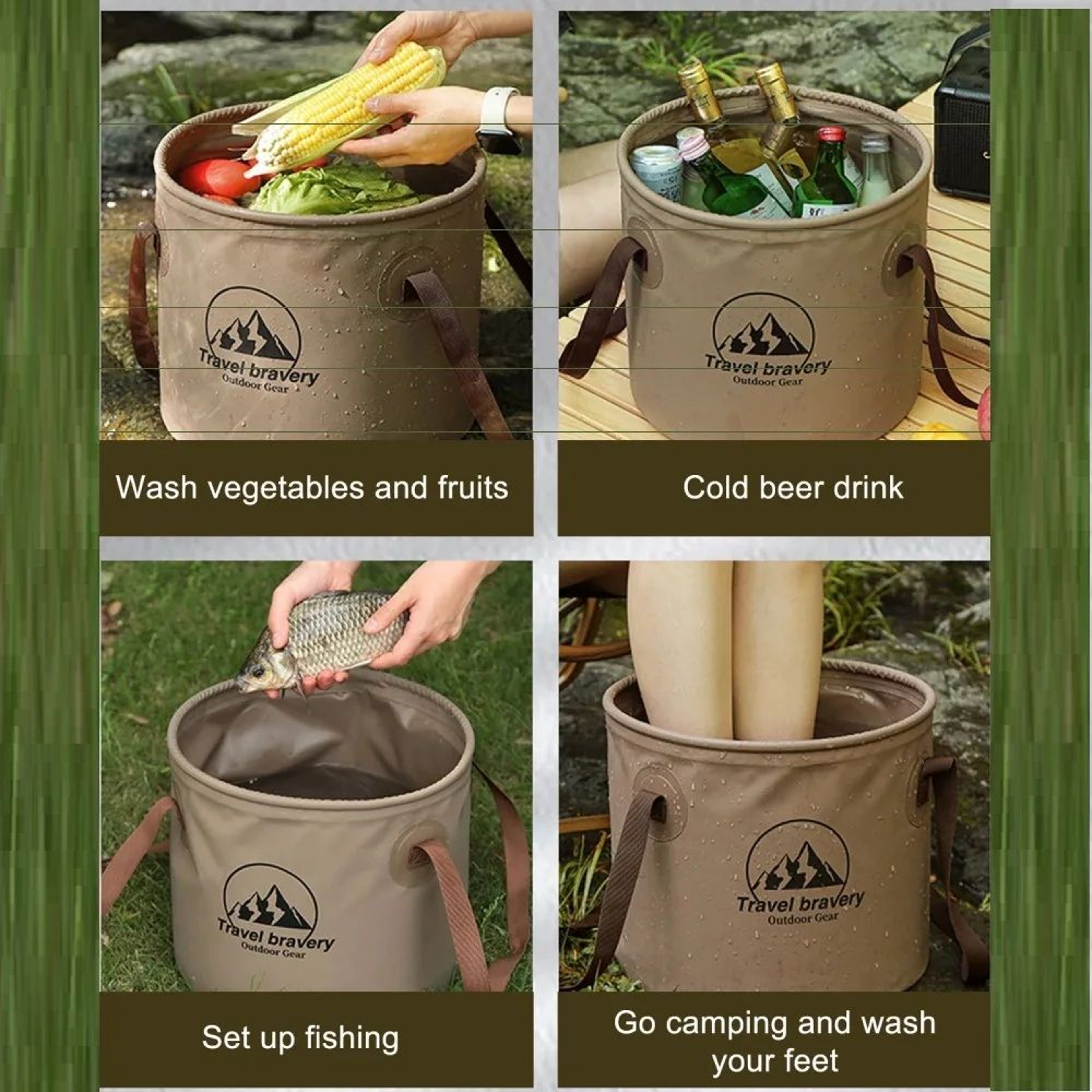 Collapsible 10L20L Camping Bucket  Portable Travel Bucket For Fishing Washing  Outdoor Storage 5