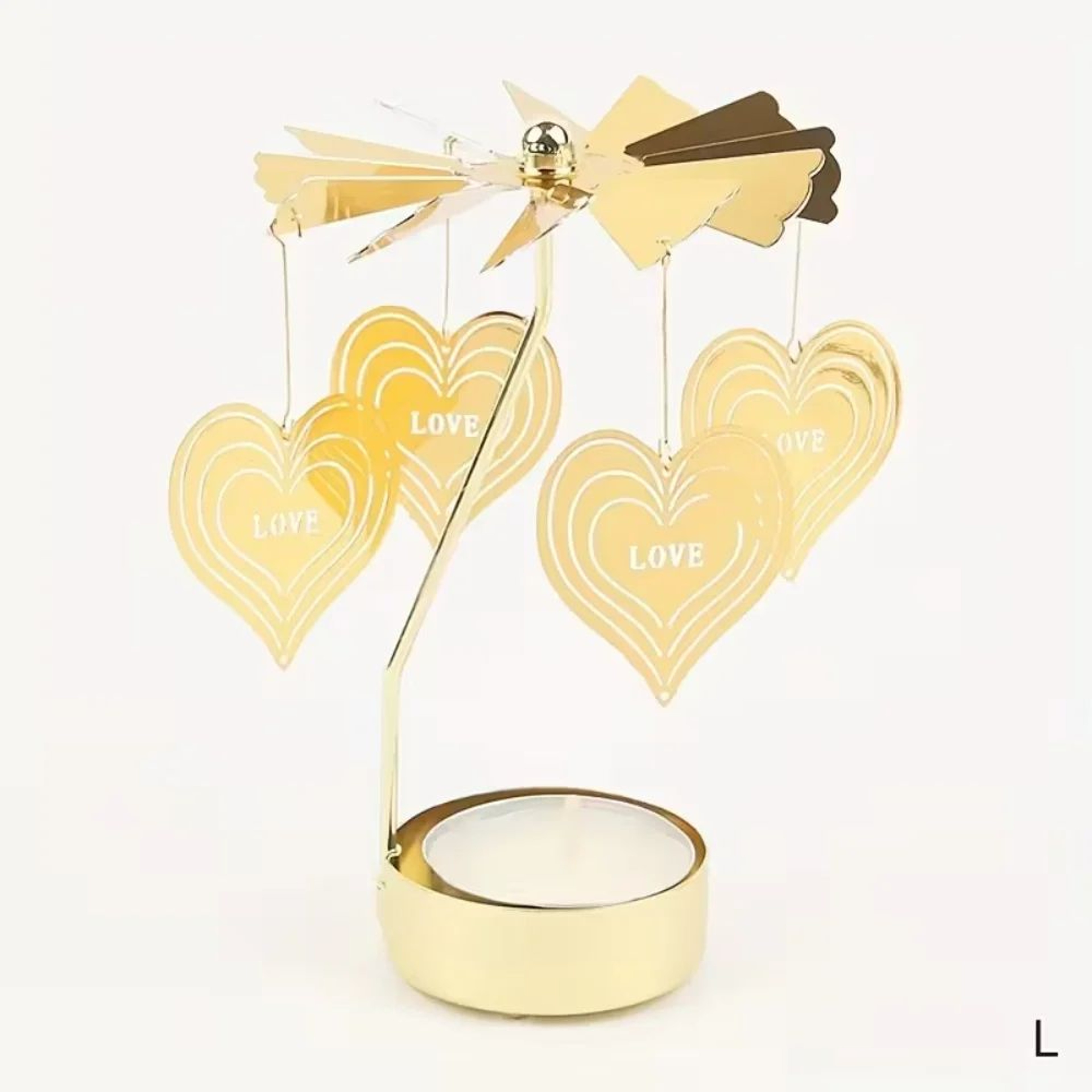 Rotating Christmas Tea Light Candle Holder  Gold Metal Candle Carousel Centerpiece 8