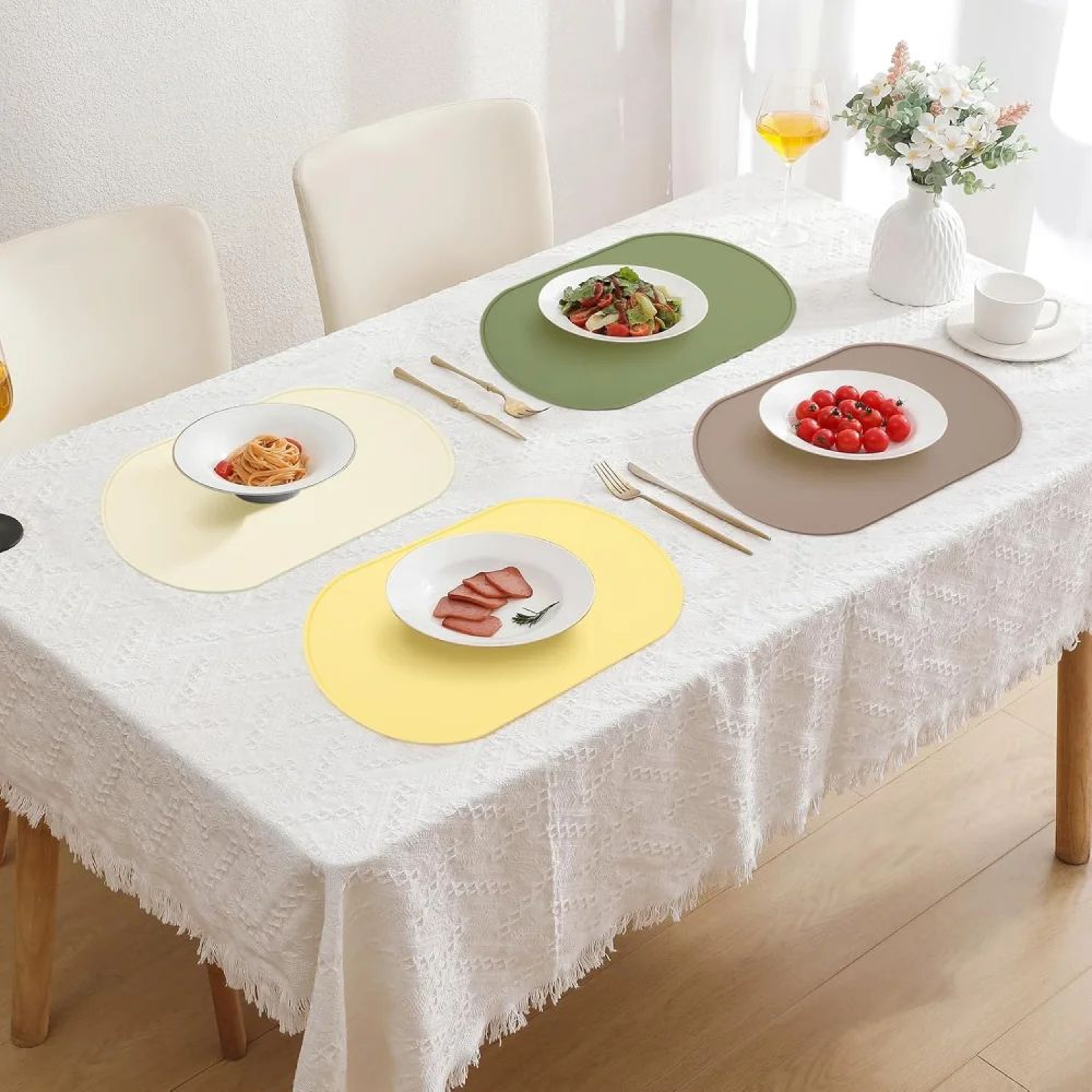 HeatResistant Silicone Placemat  Waterproof Reusable EasyClean Table Mat For Daily Dining 5